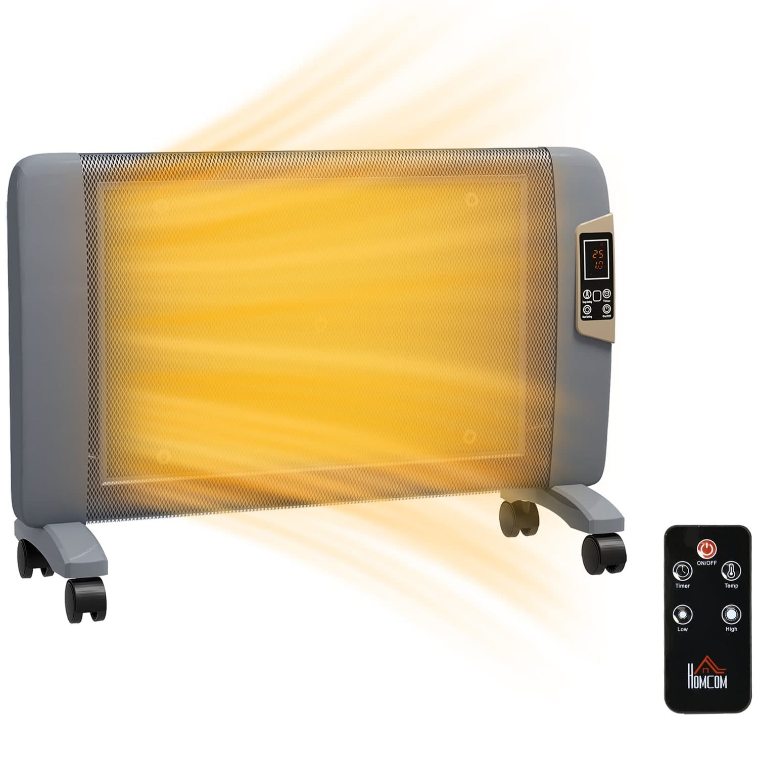 Portable Mica Space Heater with Remote Control - Grey