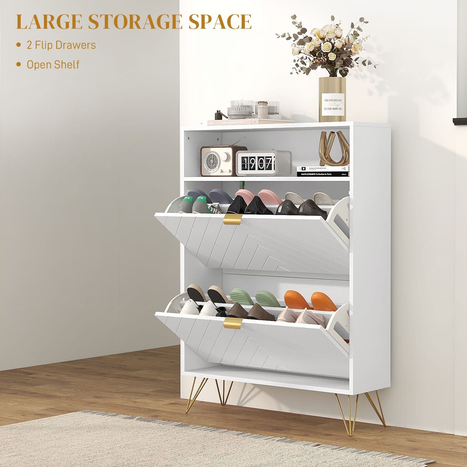 White & Gold Shoe Cabinet - image 4