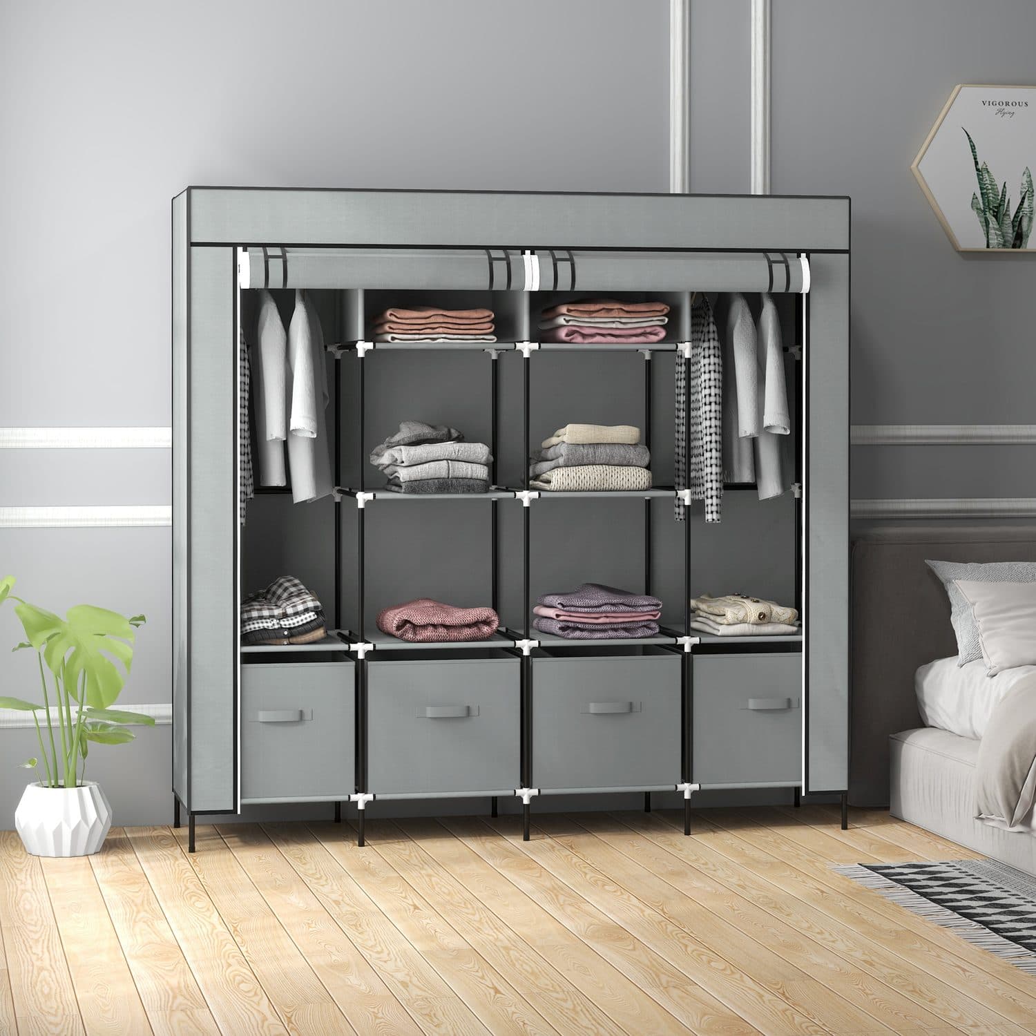 Dark Grey Portable Fabric Wardrobe - image 3