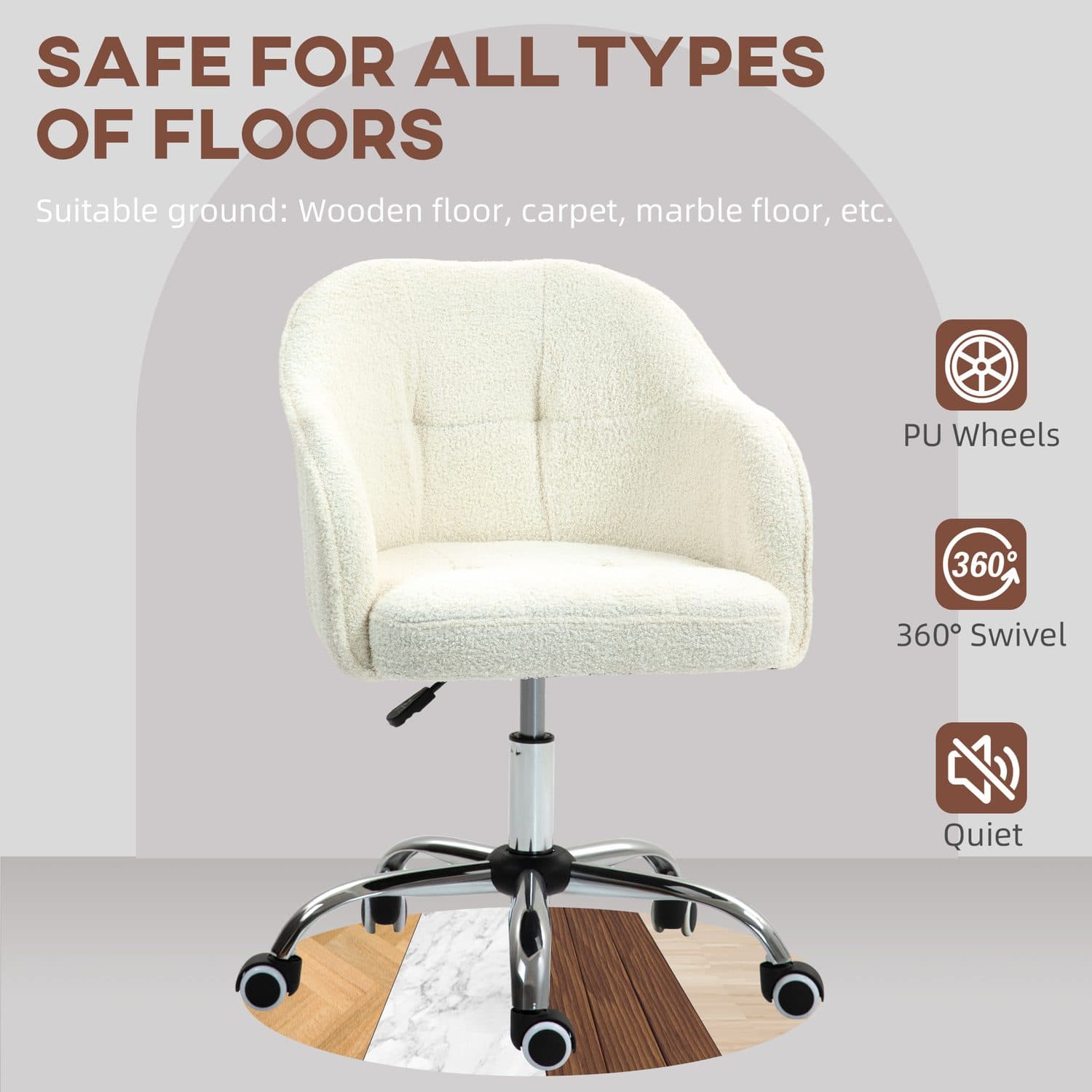 Cream Teddy Fleece Office Chair for Effortless Comfort - image 4