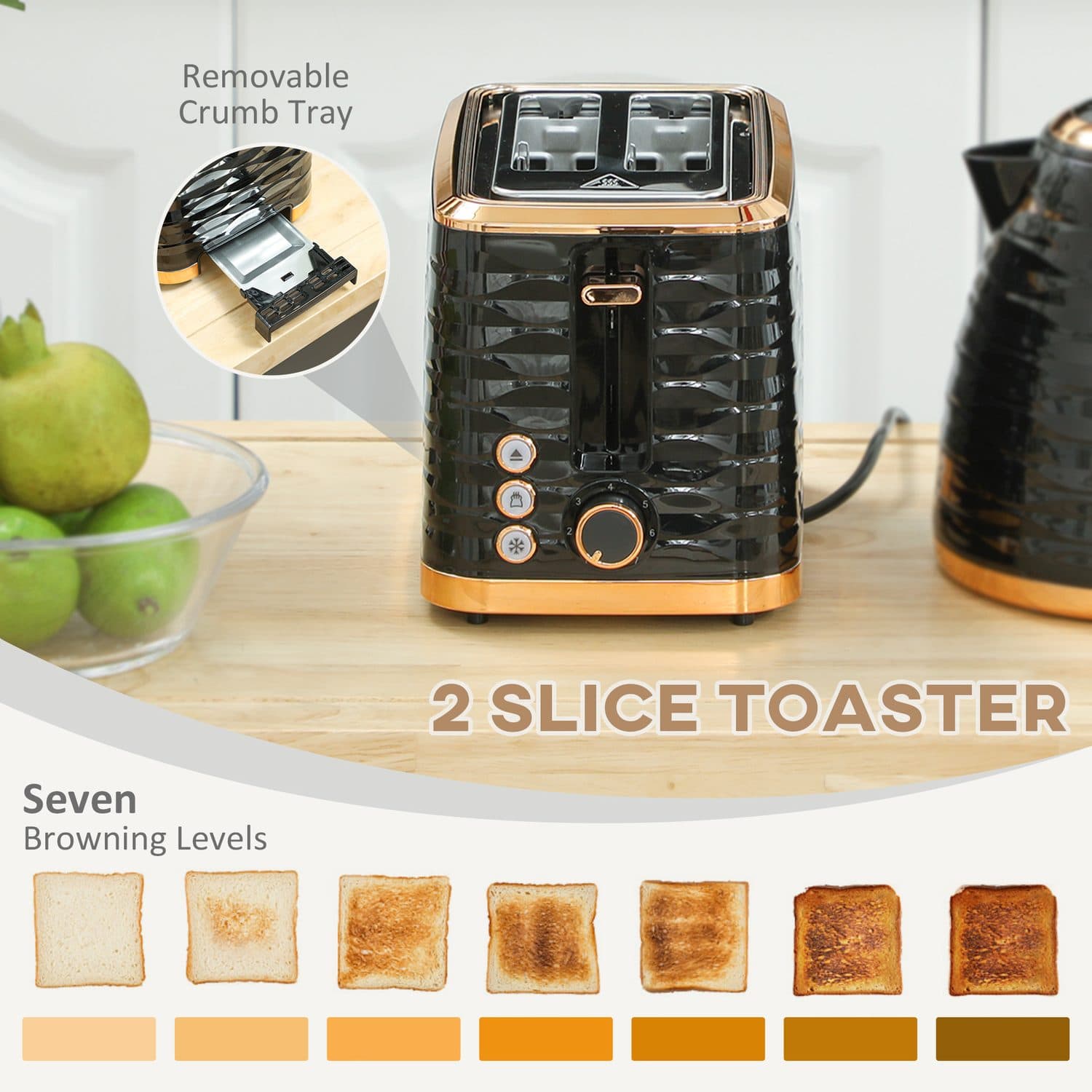Black Kettle & Toaster Set - image 3
