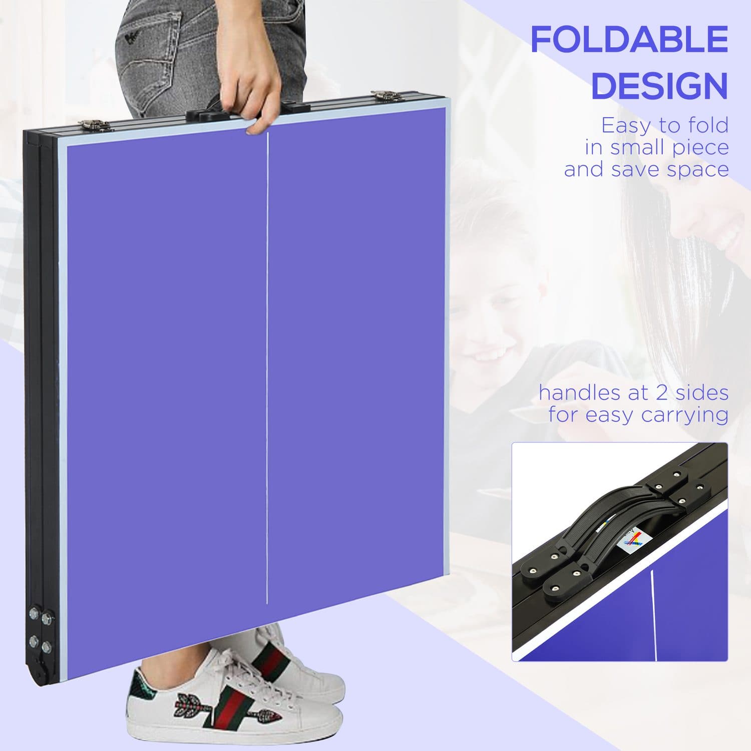 Compact Folding Table Tennis Table — Blue MDF Surface with Steel Frame - image 5