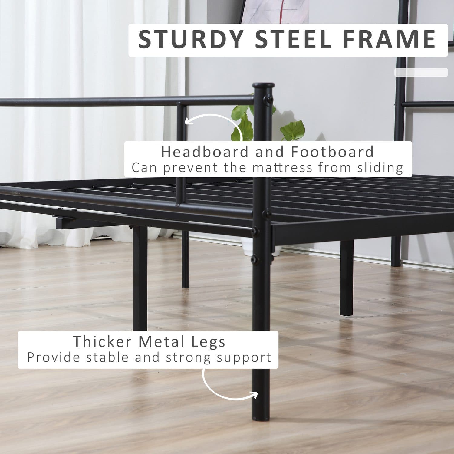 Minimalist Black Metal King Bed Frame With Clever Storage - image 5