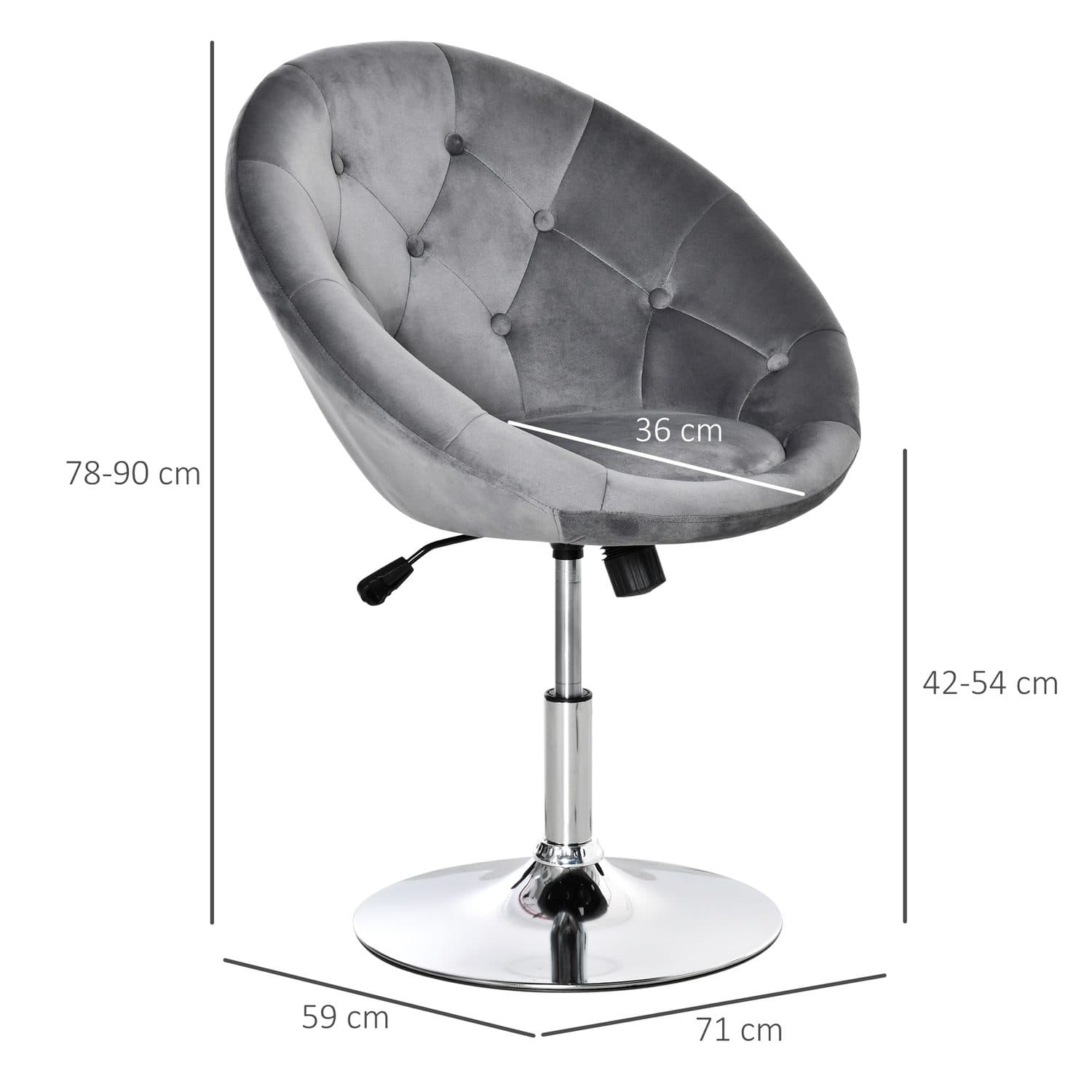 Grey Velvet Swivel Vanity Stool - image 1