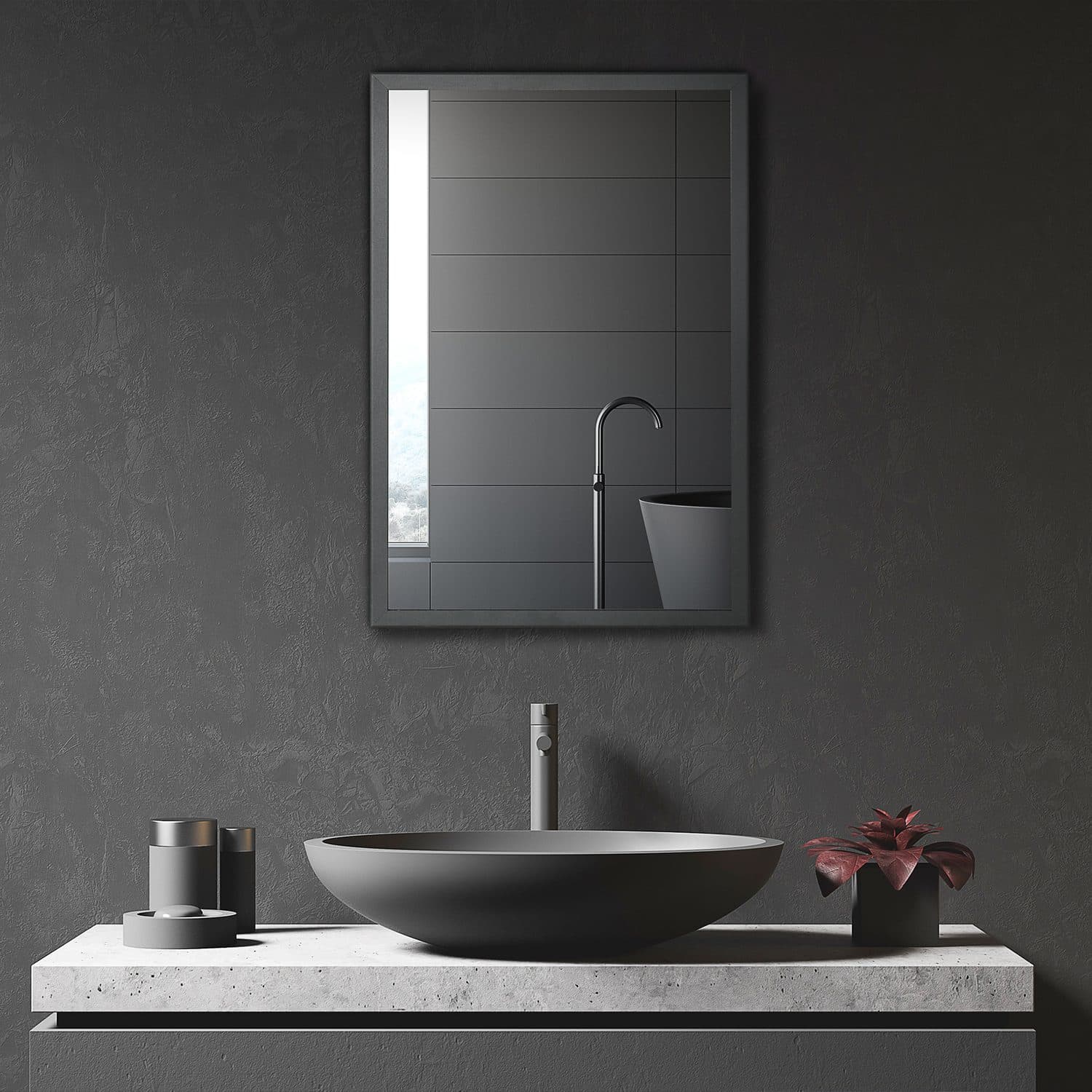 Black Wall Mounted Mirror Cabinet - image 3