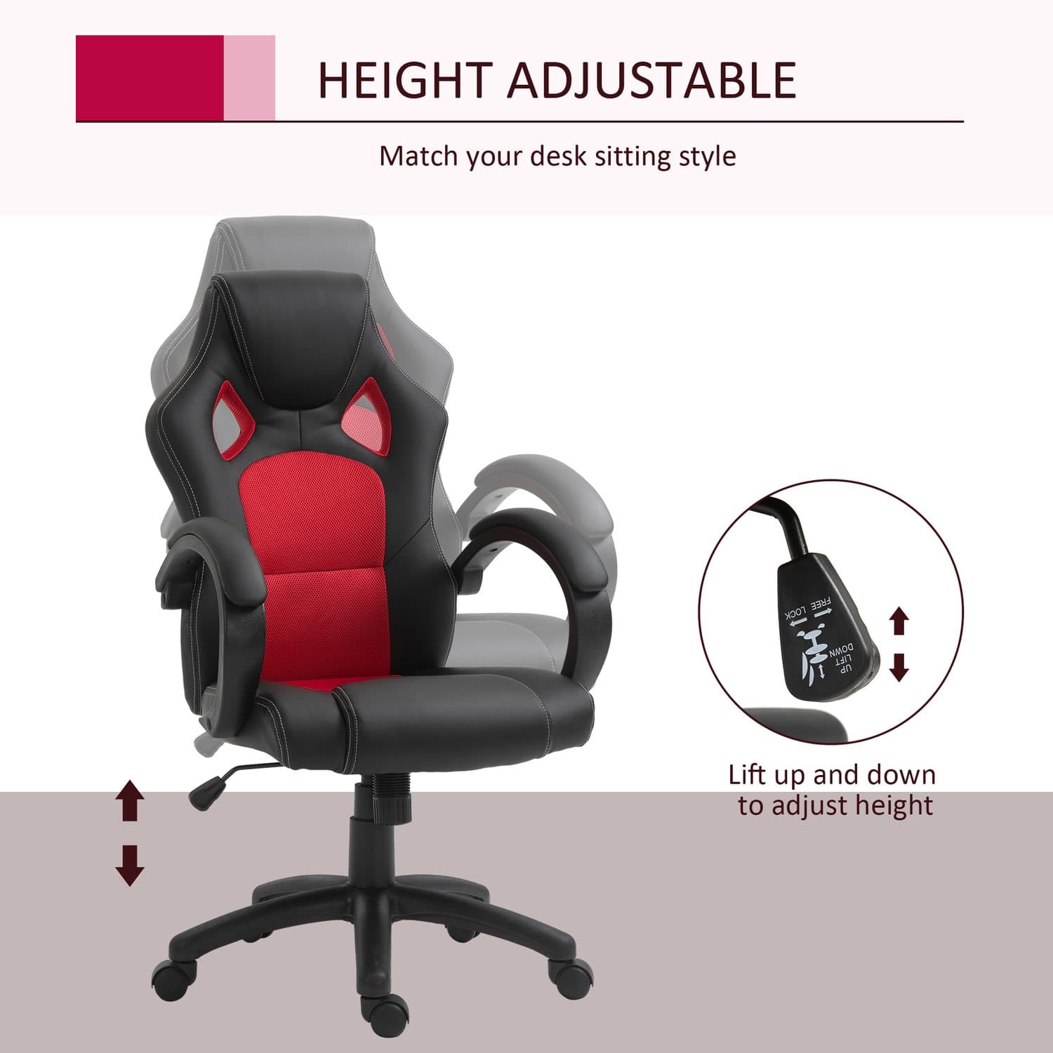 Vinsetto Faux Leather Swivel Office Chair for All-Day Comfort - image 4