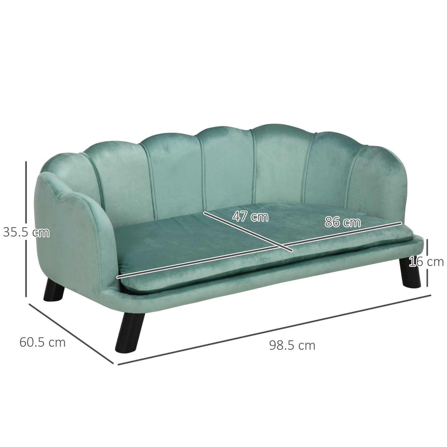 PawHut Luxury Green Dog Sofa Bed for Medium & Large Dogs - image 2