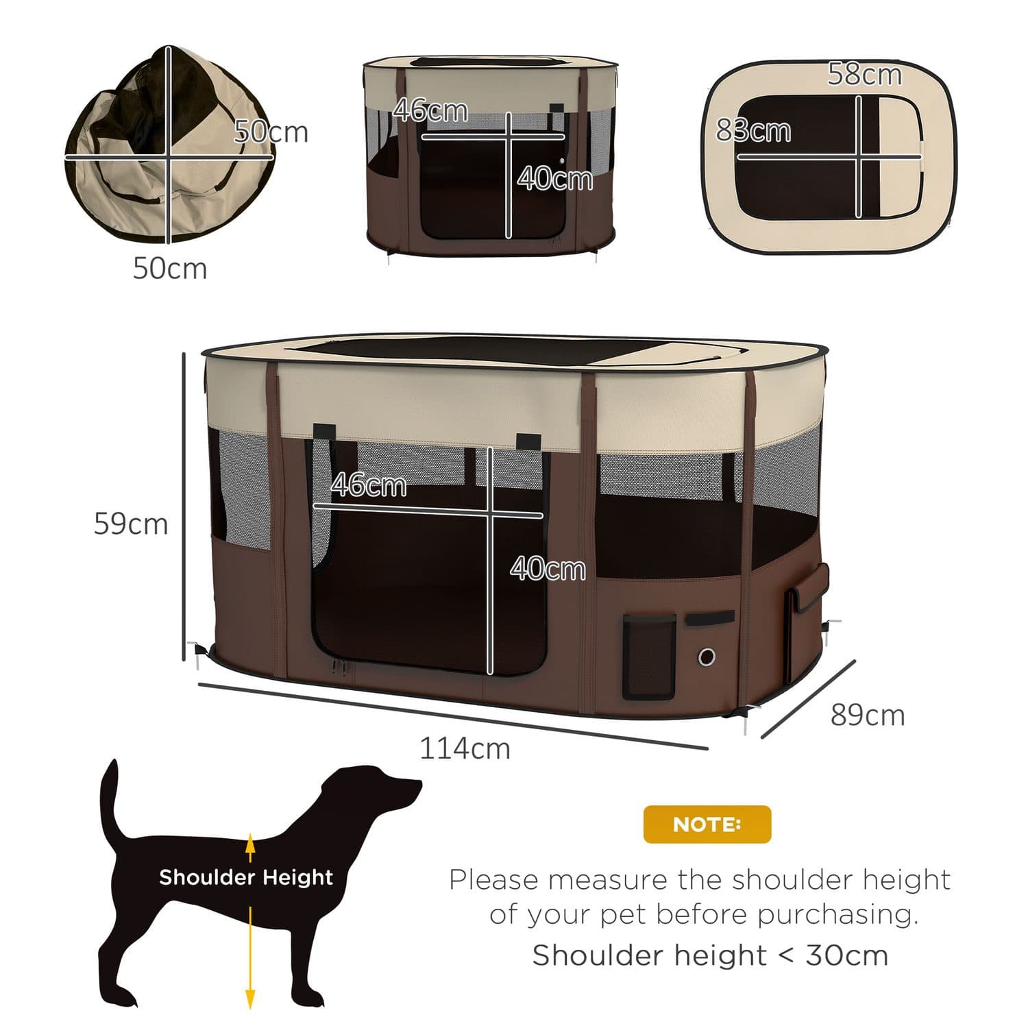 PawHut Portable Dog Playpen with Ground Stakes - image 2