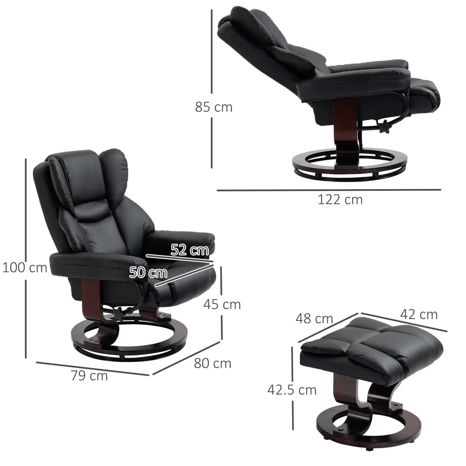Relax Effortlessly: Black Swivel Recliner & Footstool Set - image 4
