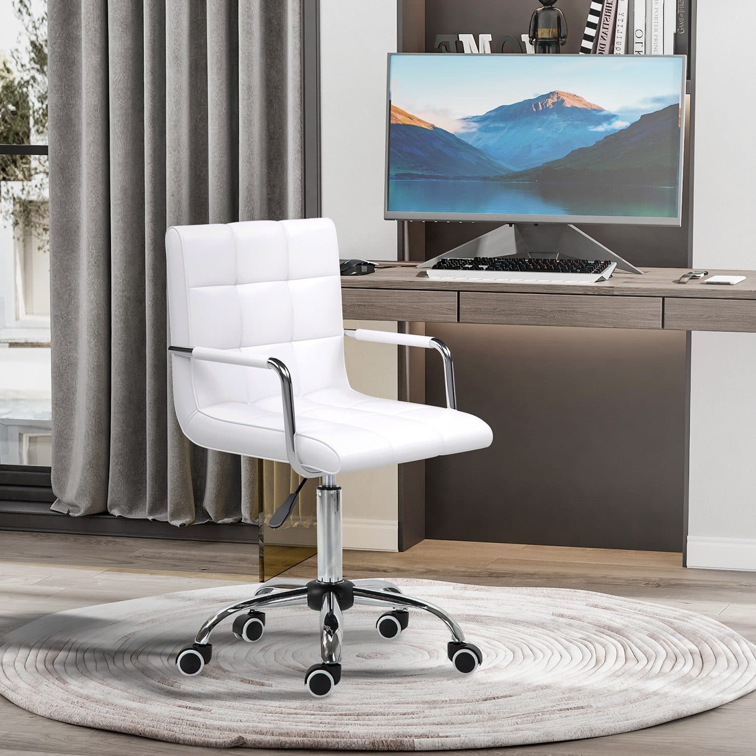 White Leather Vanity Chair - image 5