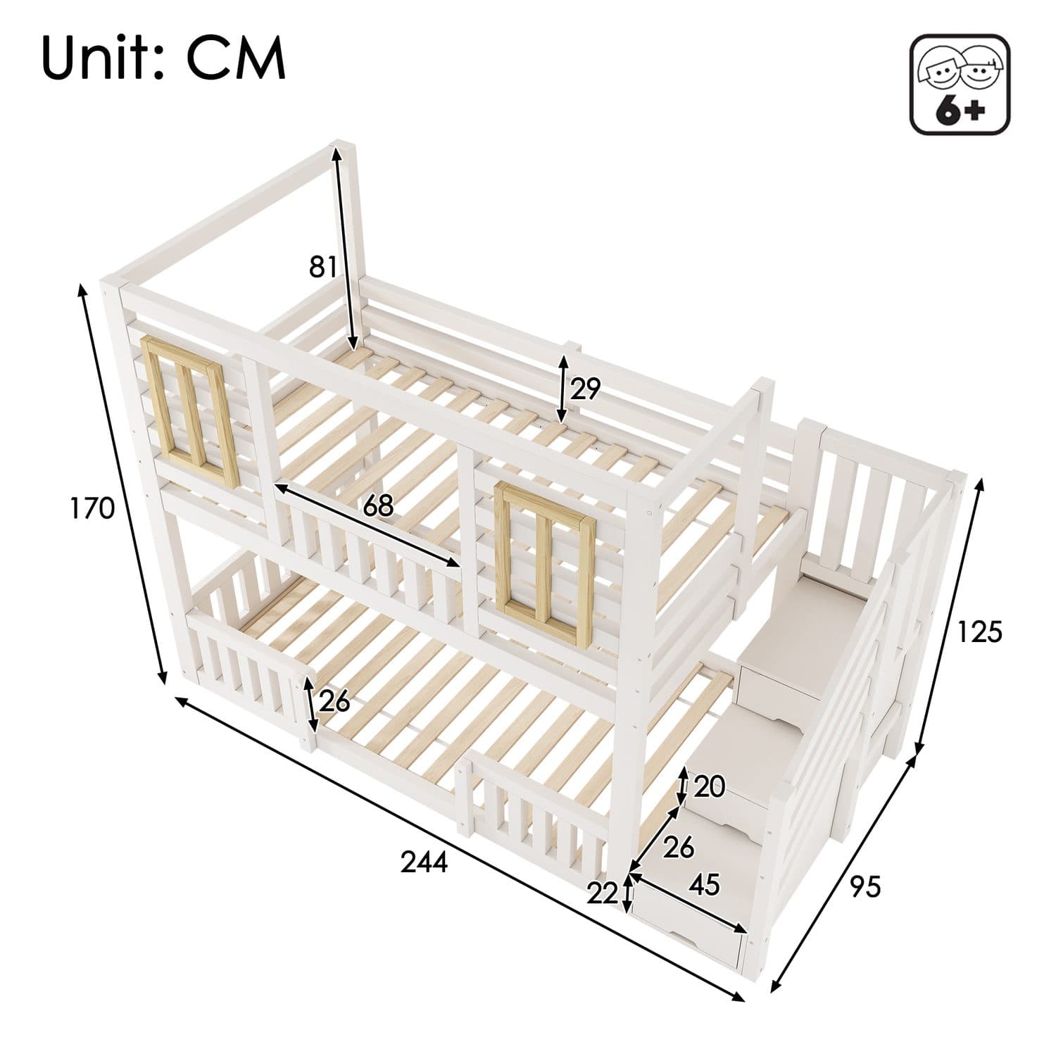 White Cabin Bunk Bed - image 1