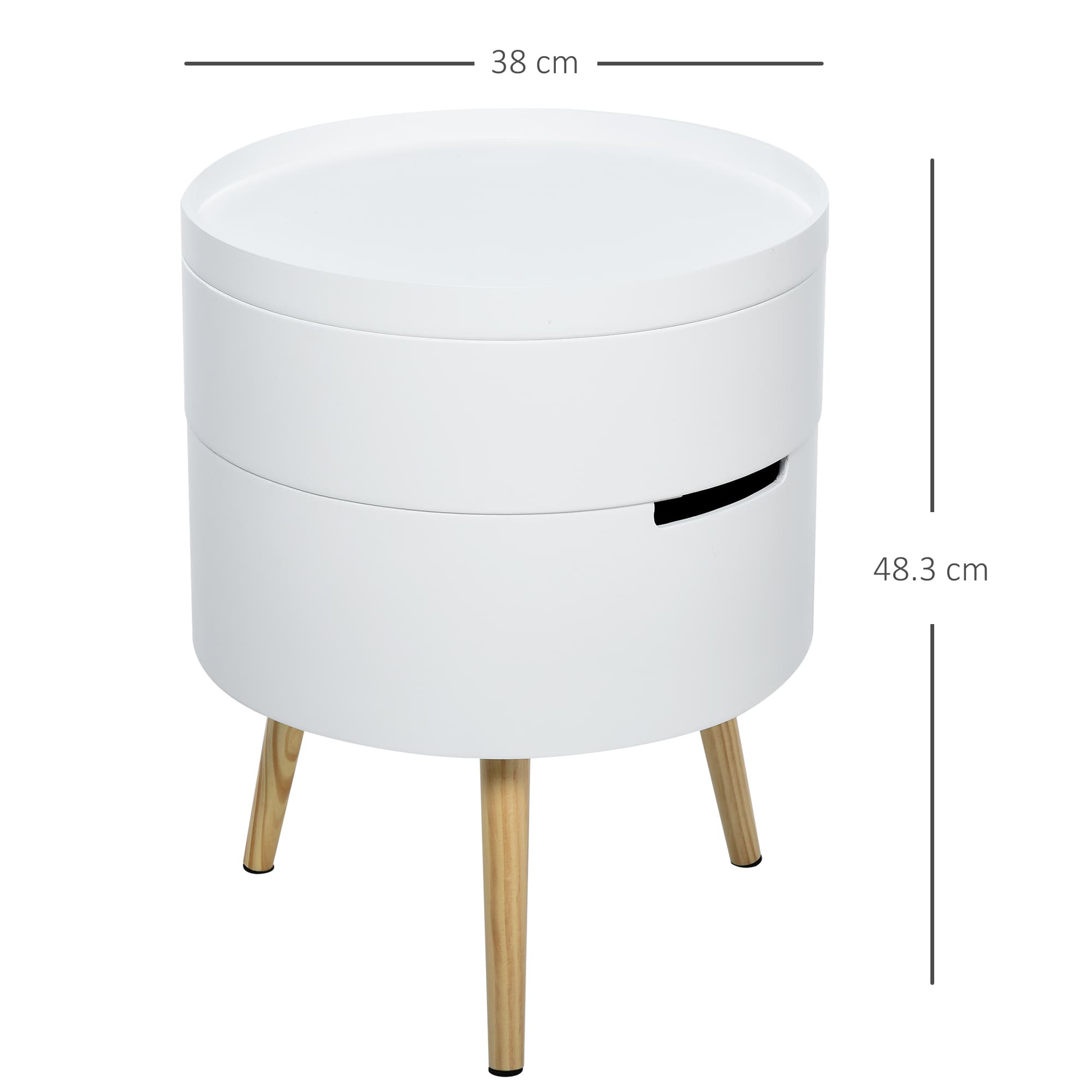 Pair of Round White Side Tables with Hidden Compartment - image 5