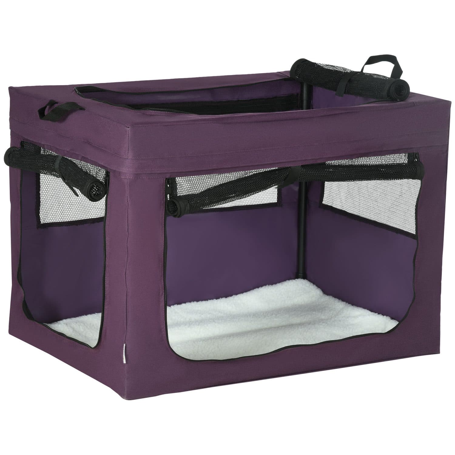 Collapsible Pet Crate 80cm in Purple — For Small to Medium Dogs