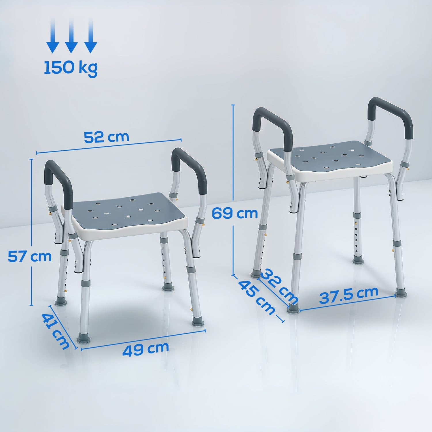 Adjustable Light Blue Bath Seat with Armrests - image 5