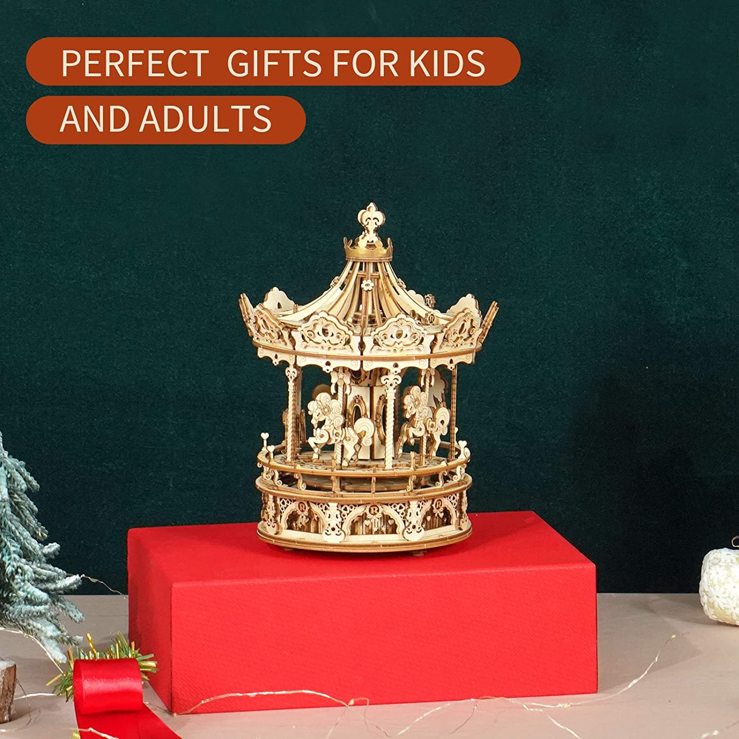 Romantic Carousel 3D Wooden Puzzle Music Box - image 6