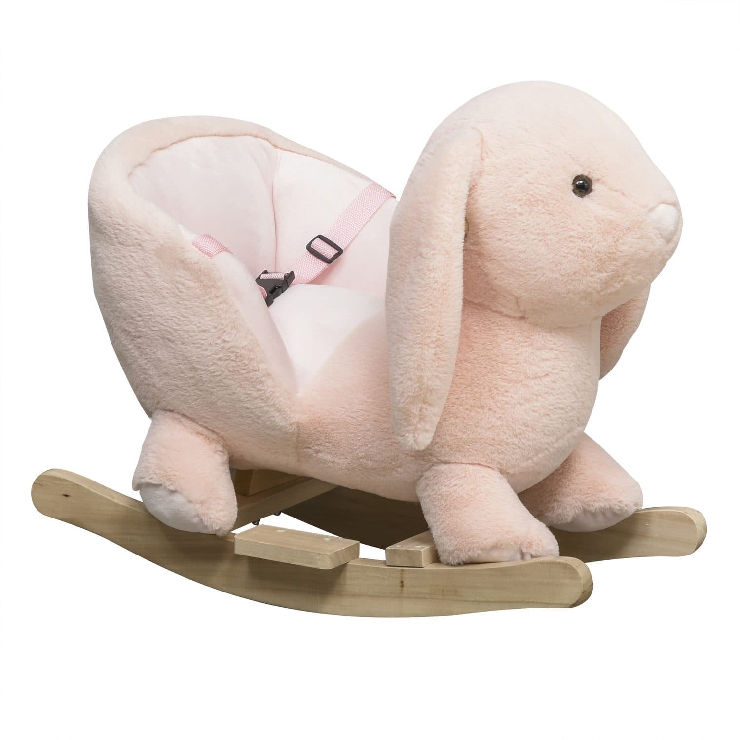 Pale Pink Plush Rocking Rabbit with Harness for Young Toddlers