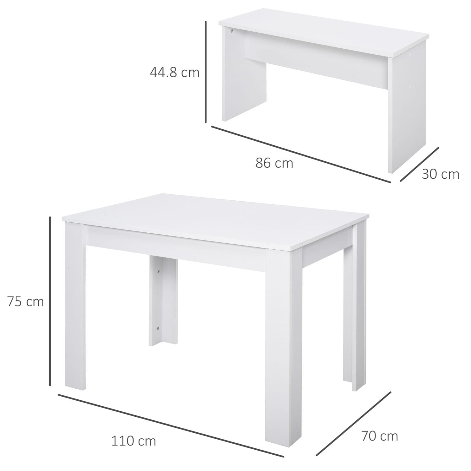 Space-Saving White Dining Table and Bench Set - image 3