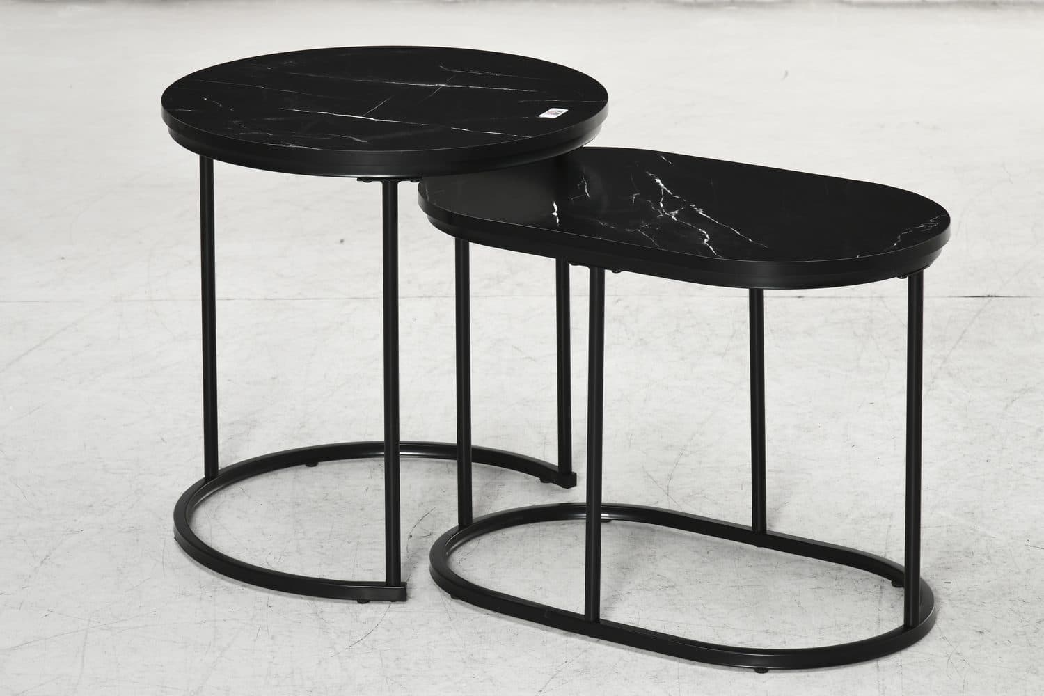Marble-Effect Nesting Tables - Black