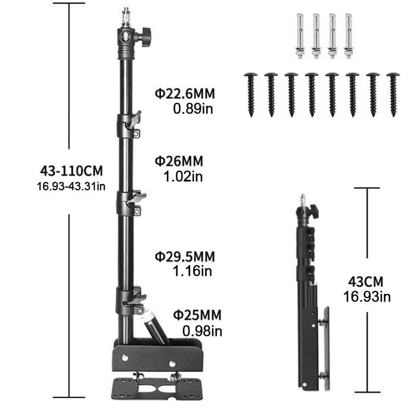 Wall-Mount Boom Arm Stand for Video Lights and Studio Use - Default