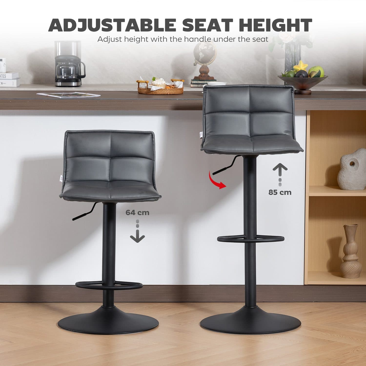 Modern Dark Grey Swivel Bar Stools - image 1