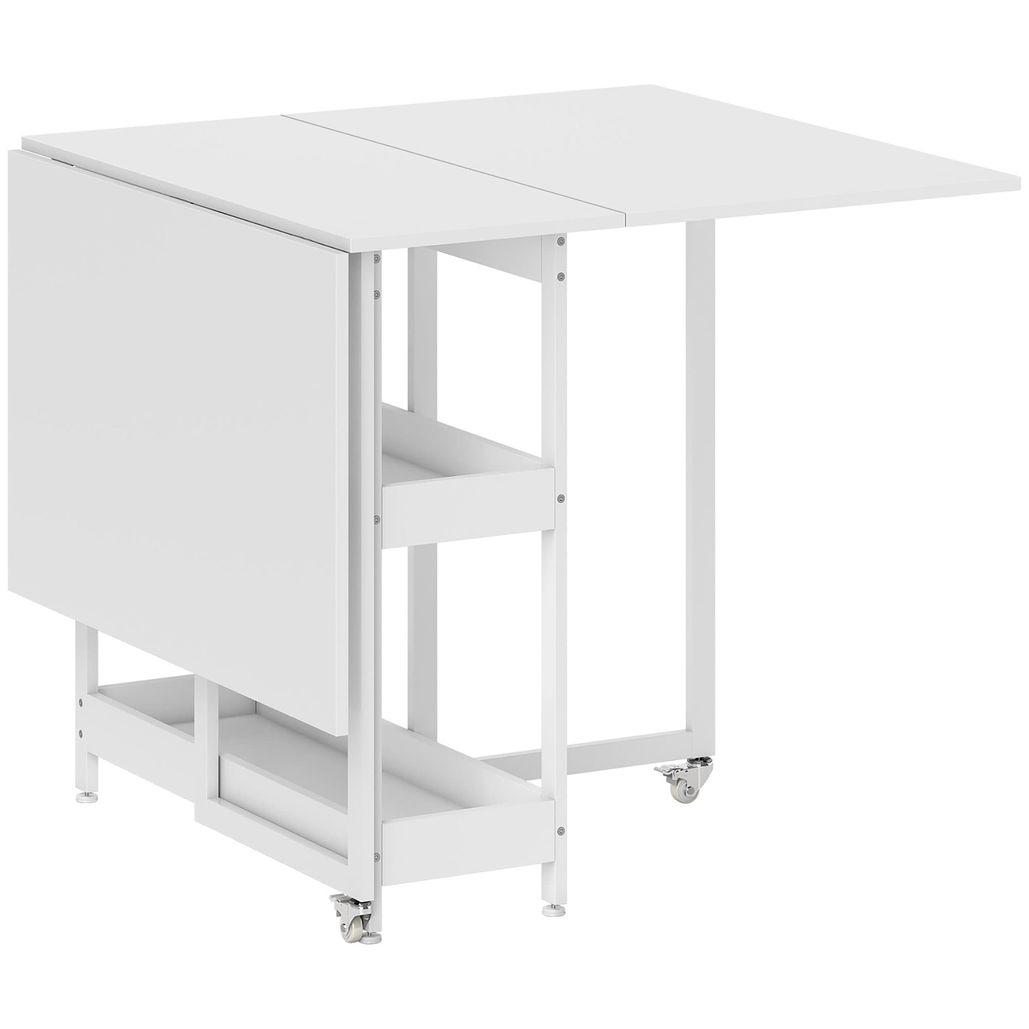 Space-Saving White Drop Leaf Dining Table