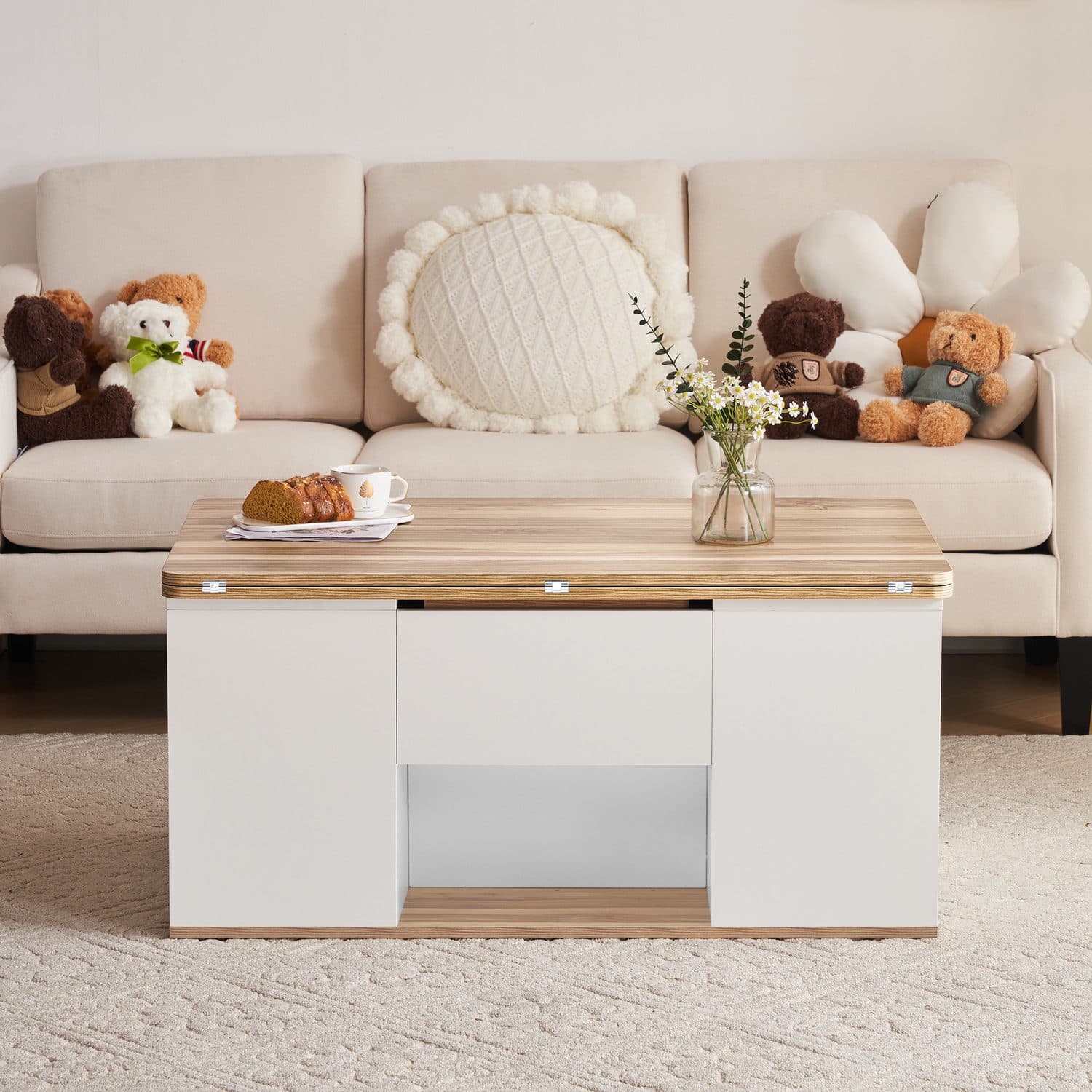 White & Oak Lift-Top Coffee Table - image 4