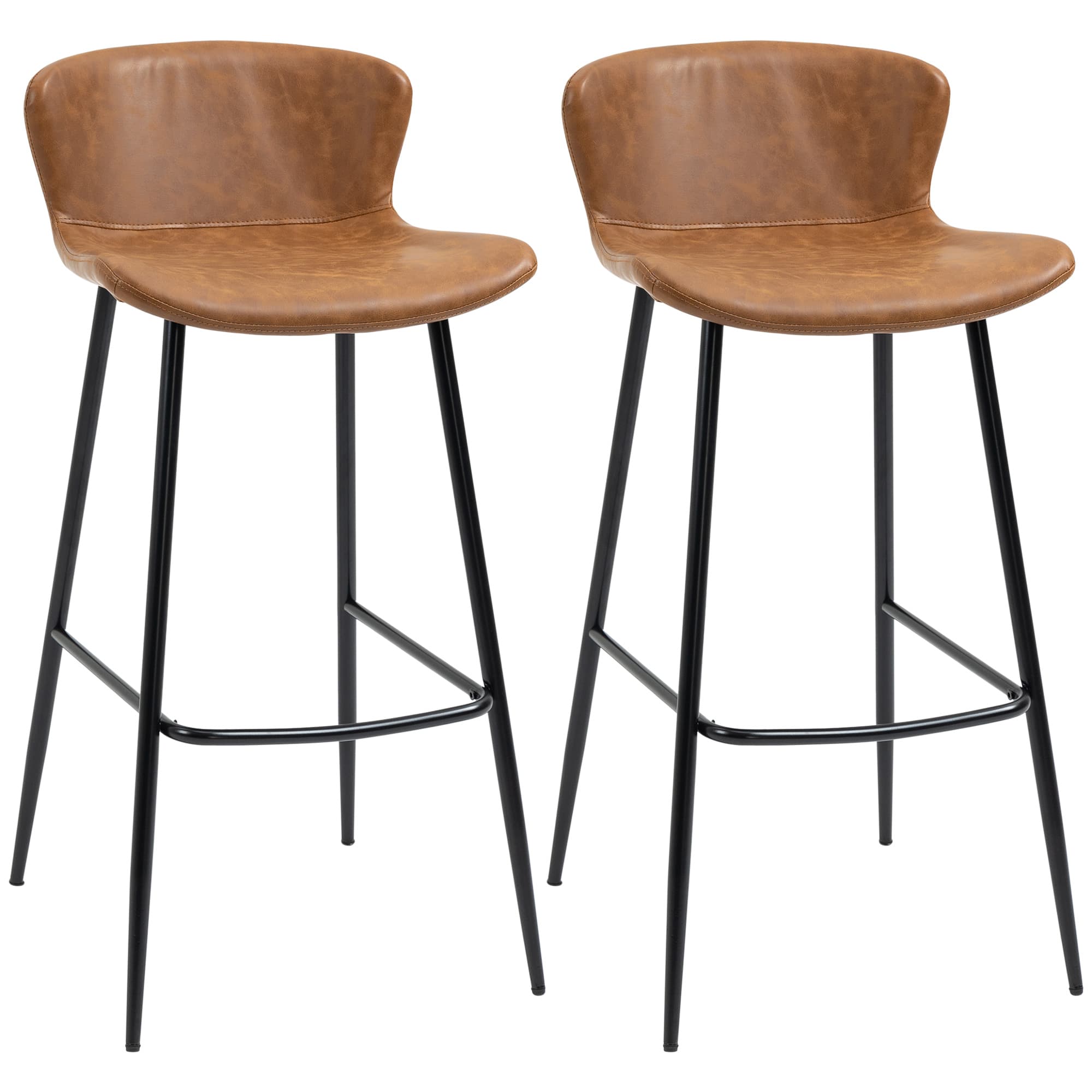 Retro Brown Leather Bar Stools