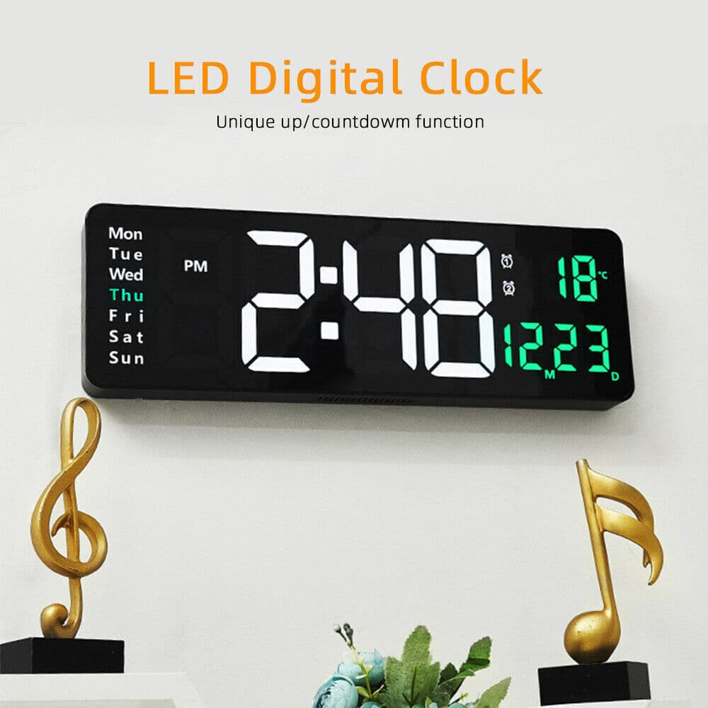 Large LED Wall Clock with Calendar and Auto Dimmer - image 10