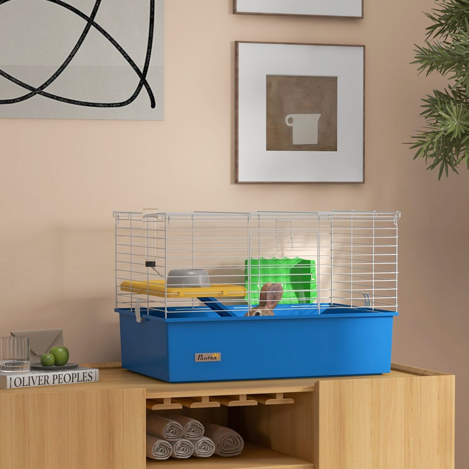 Compact Wire Cage for Small Animals with Platform & Hay Feeder - image 3