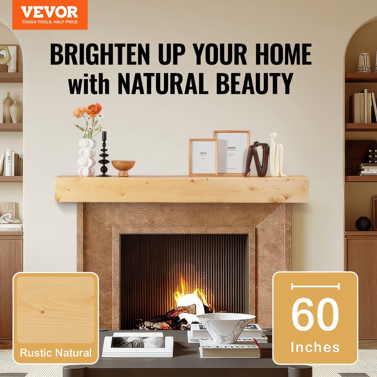 Rustic Wood Mantel Shelf - image 1