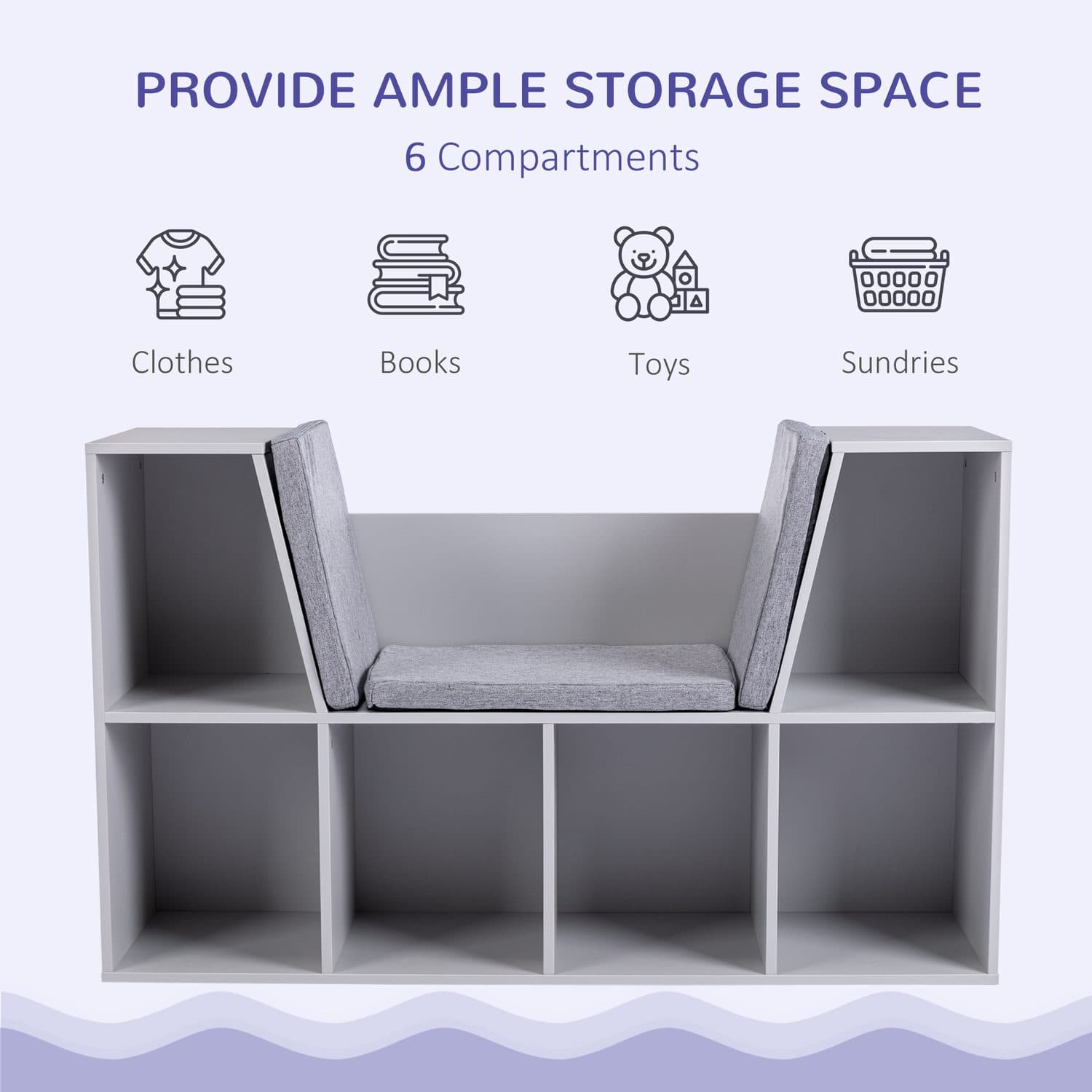 Grey Kids Storage Bookcase & Seat - image 3