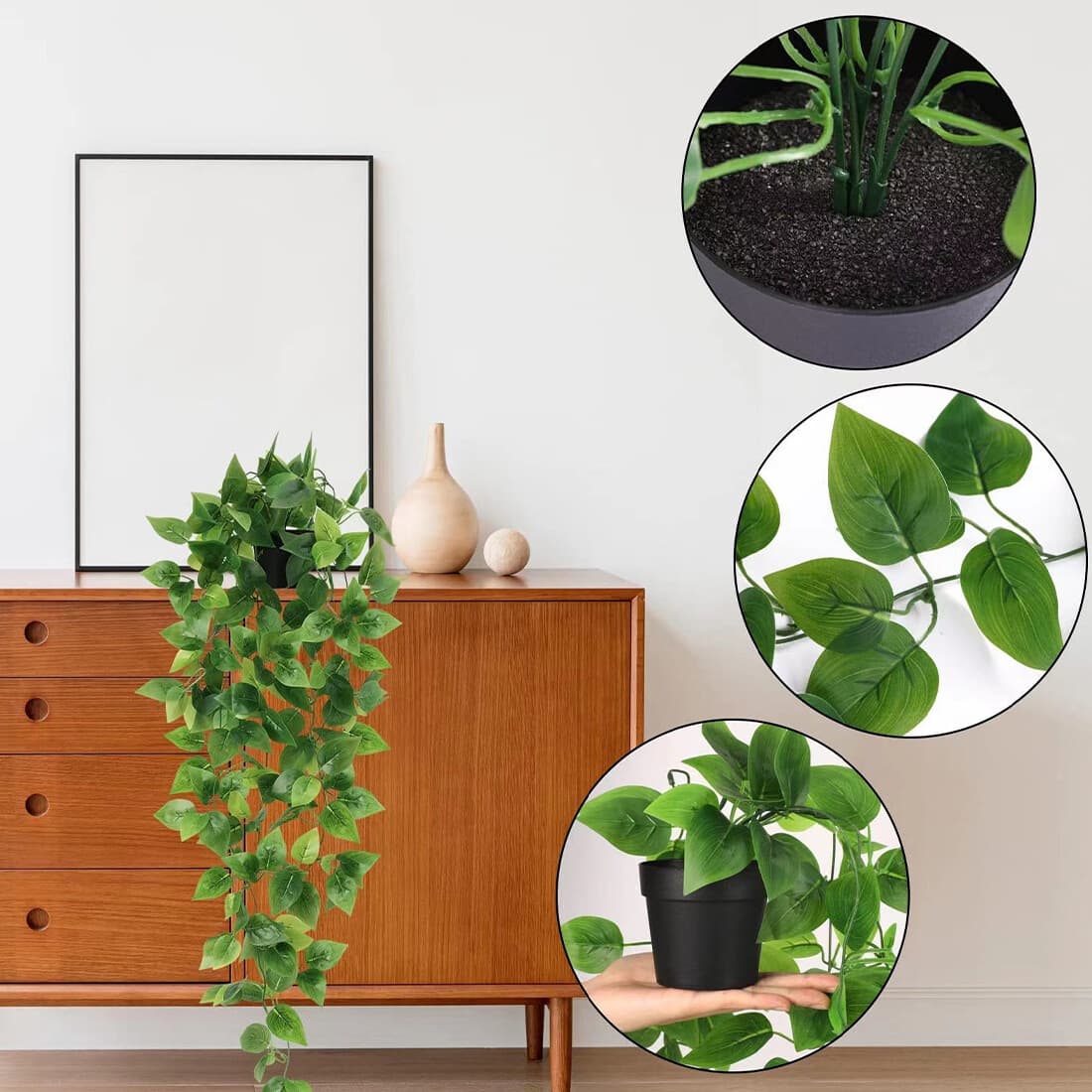 Four Trailing Faux Plants in Wall Pots for Easy Indoor Greenery - image 8