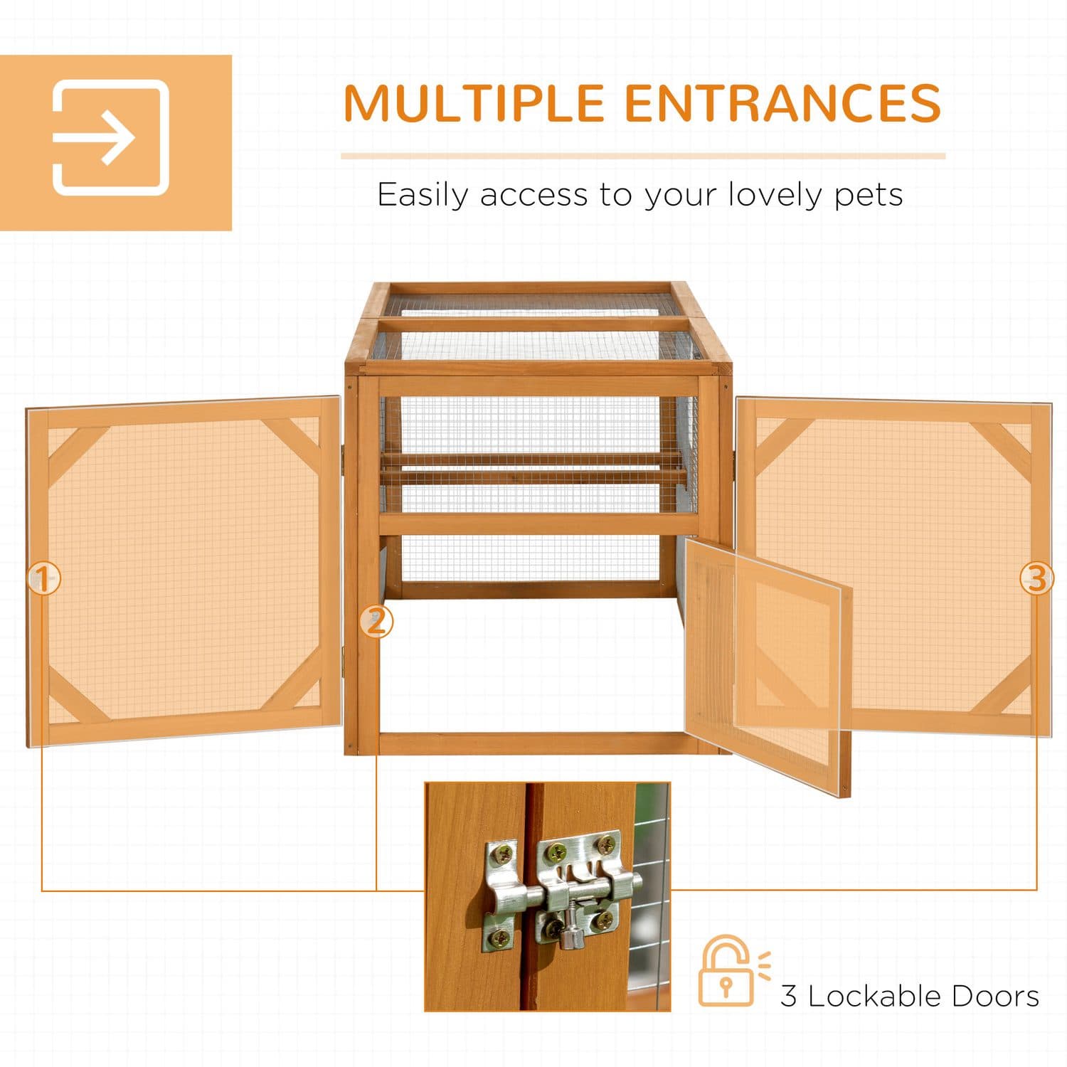 PawHut Linkable Chicken Coop for 2-4 Chickens, Natural Wood - image 4