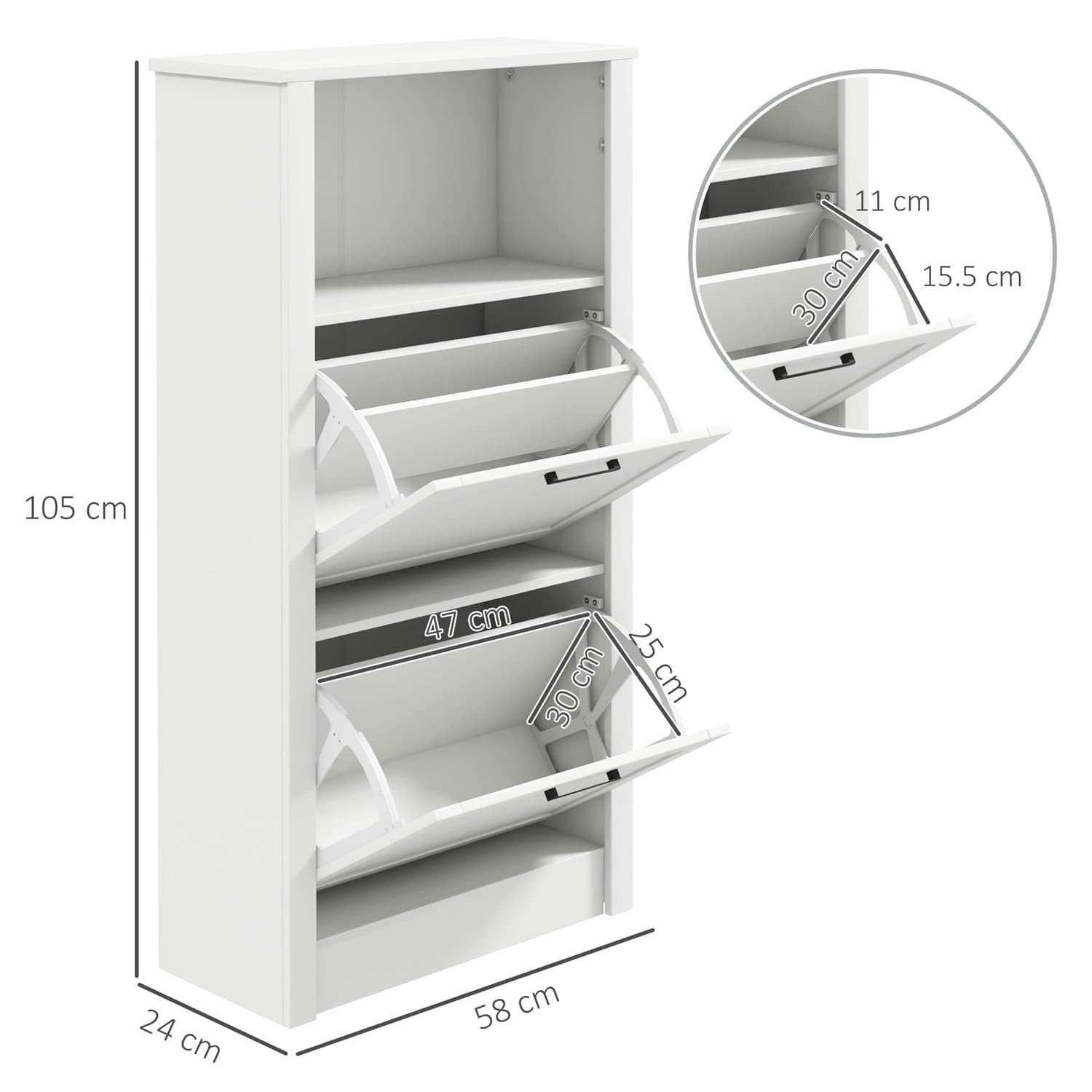 Narrow White Shoe Cabinet - image 3