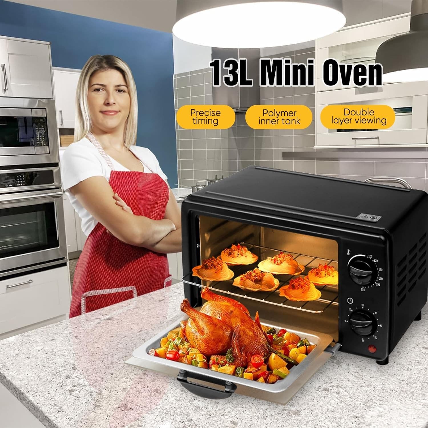 13L Electric Mini Oven for Effortless Countertop Cooking