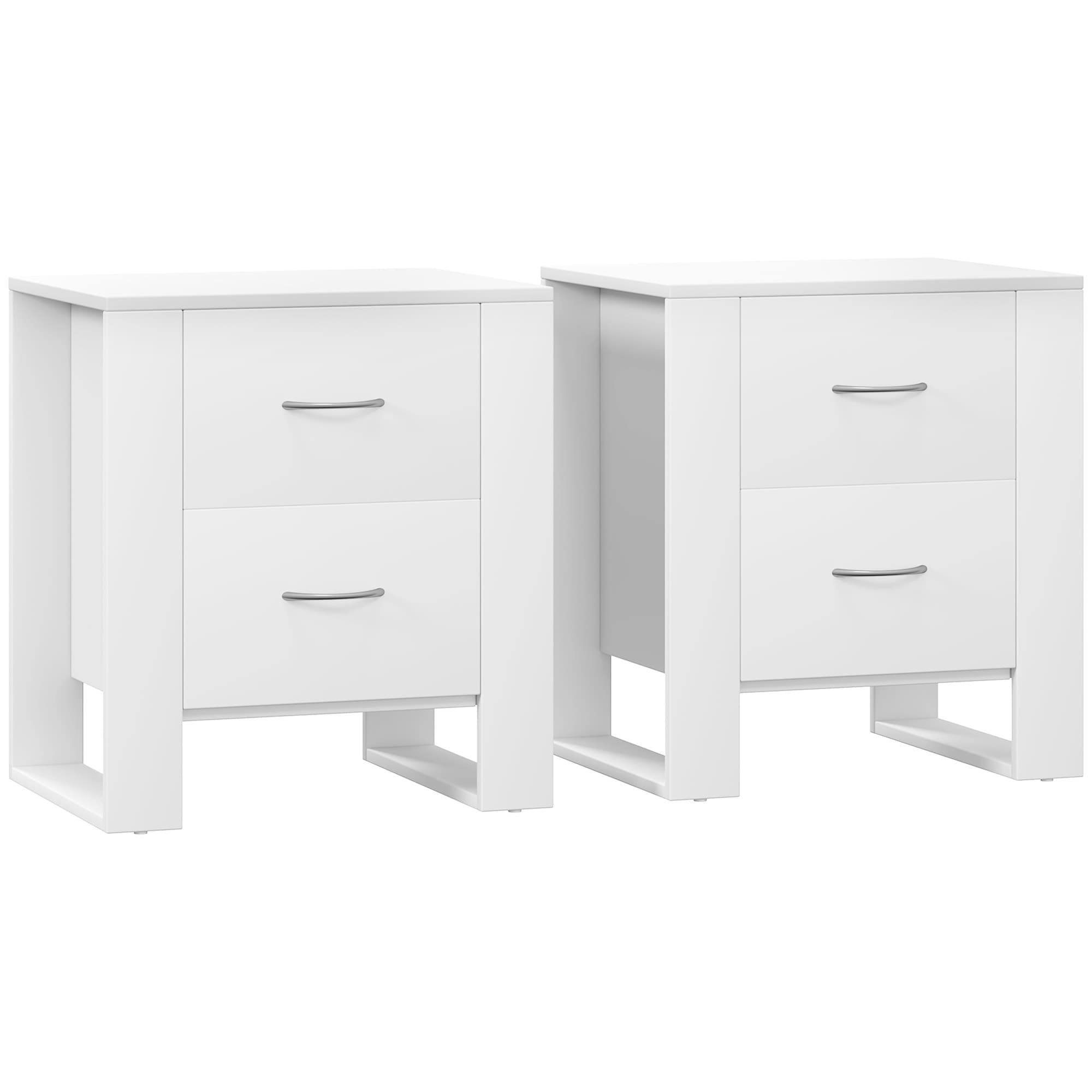 Modern White Bedside Table Set