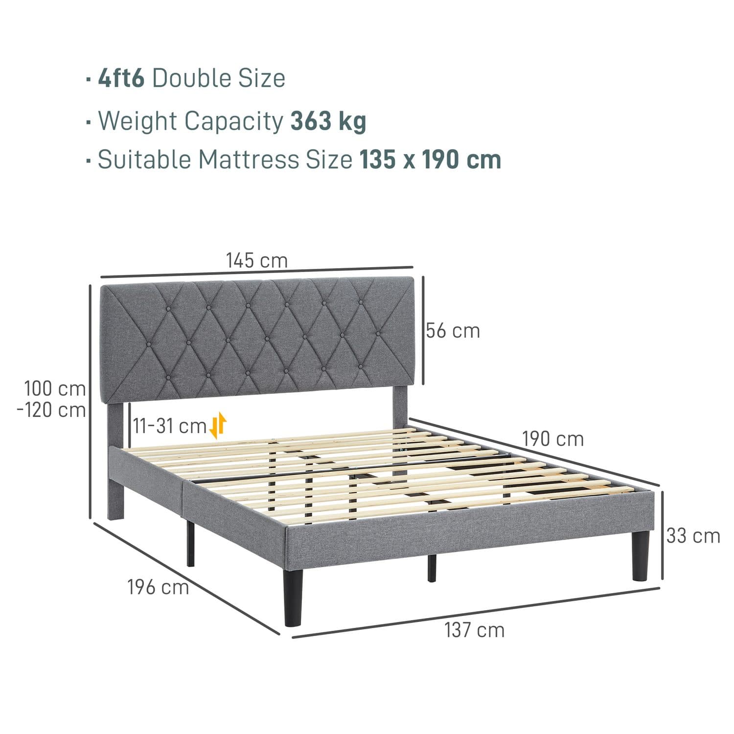Adjustable Grey Double Bed - image 1