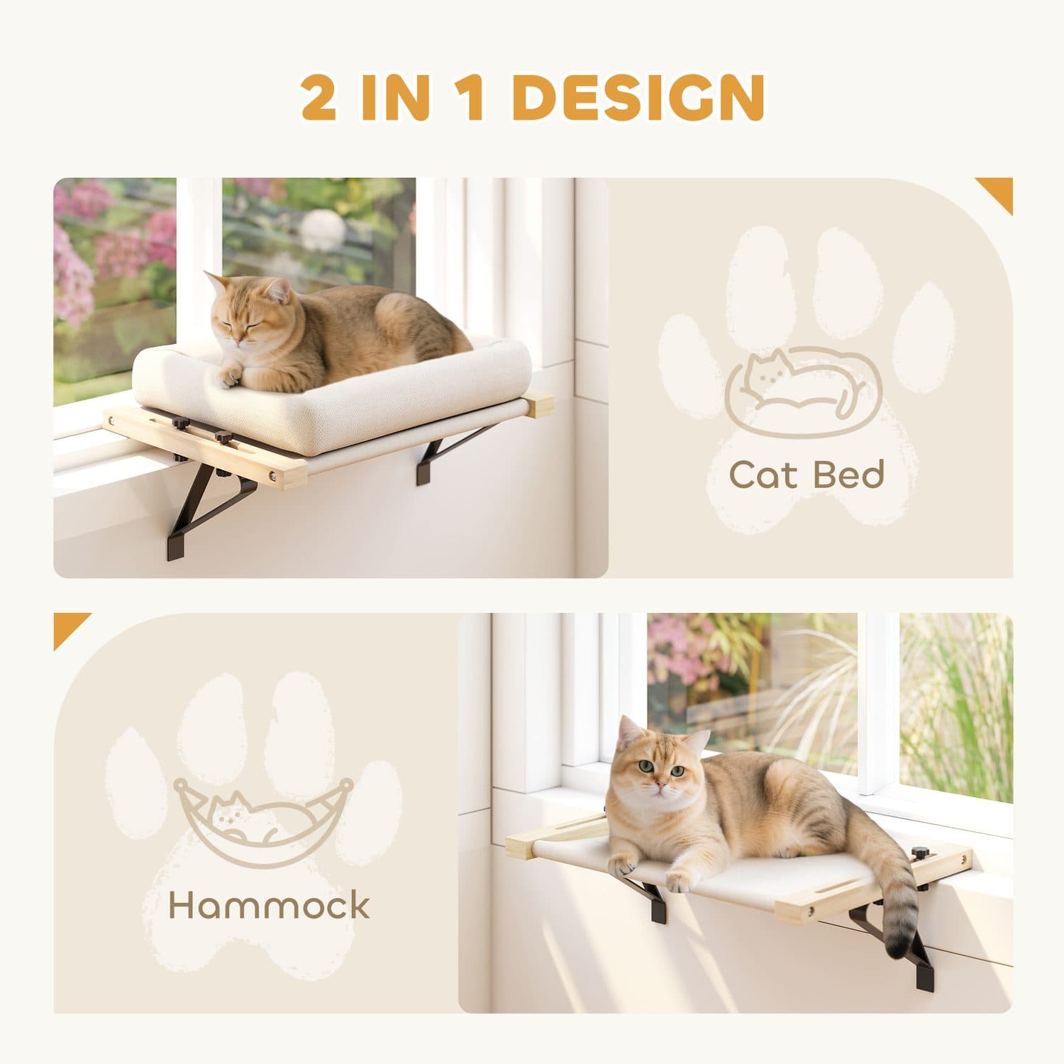 PawHut Cat Radiator Hammock, Cream White - image 5