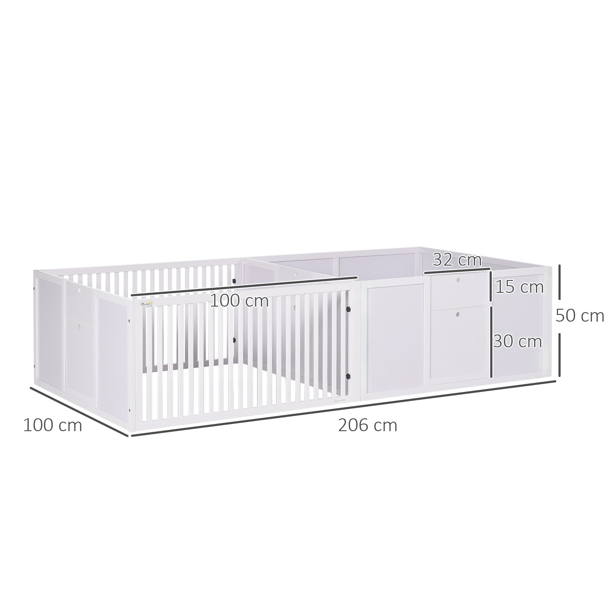 White Wooden Puppy Whelping Box — Two Rooms and Three Access Doors - image 2