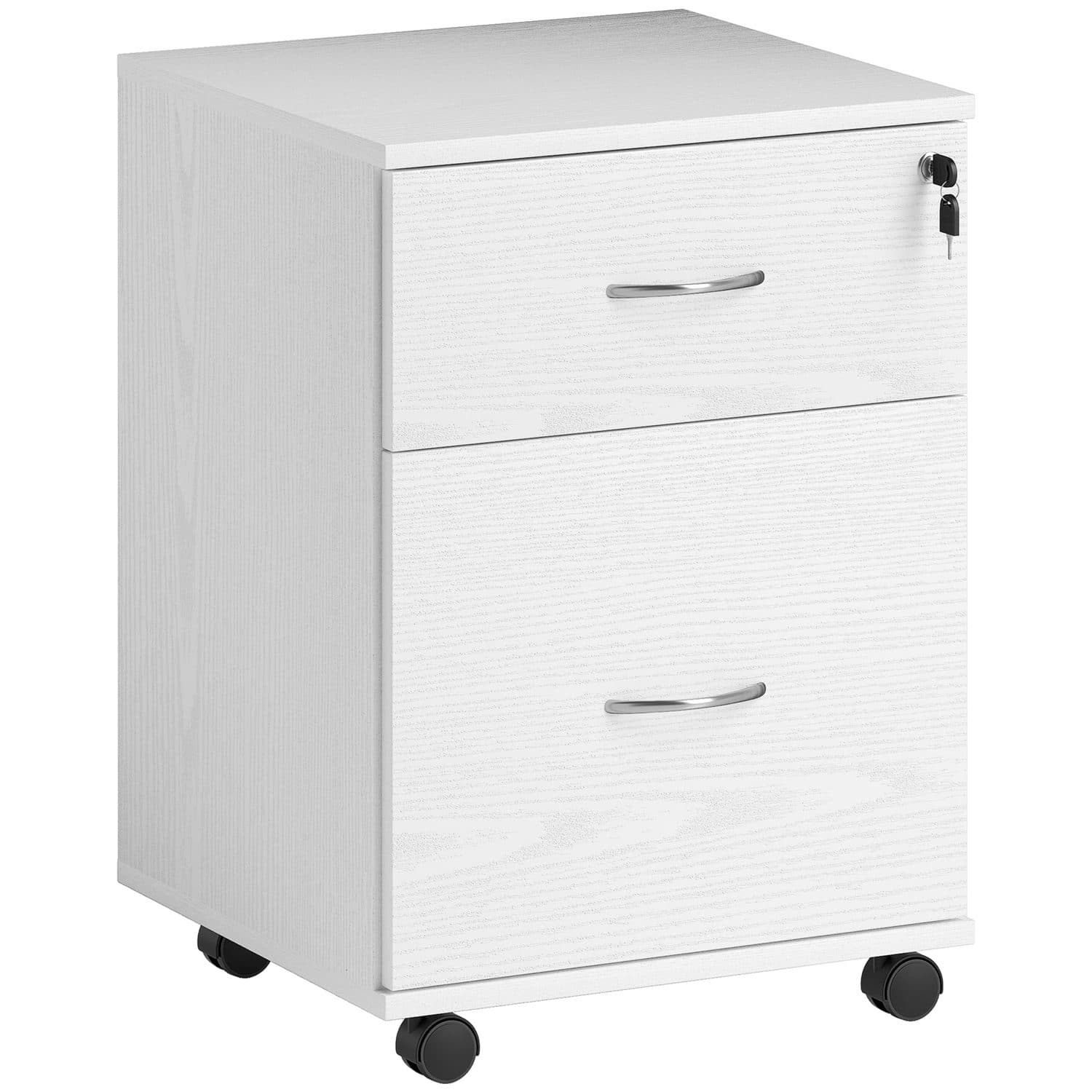 Two Drawer Lockable Filing Cabinet for Home Offices - White