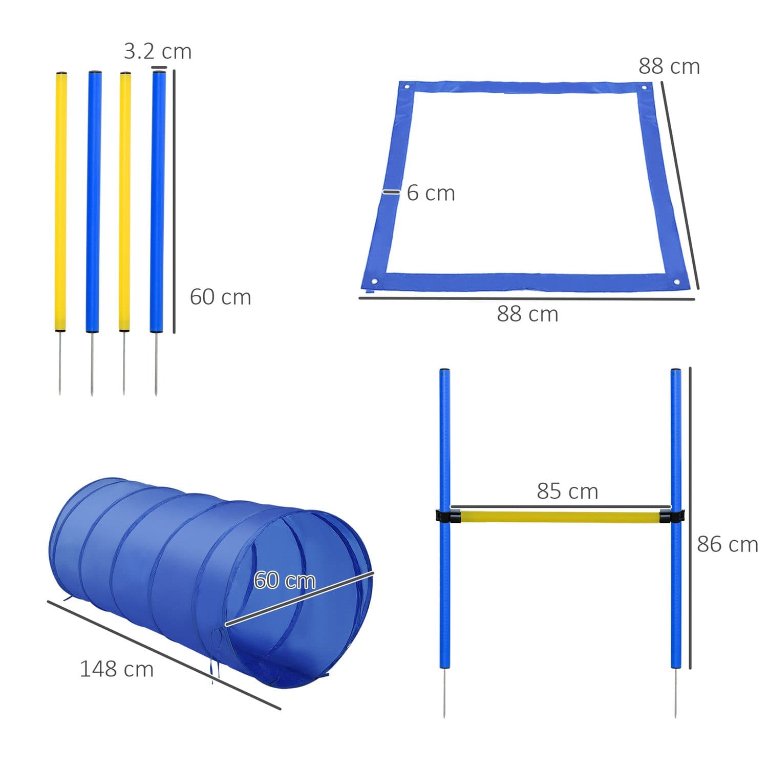 PawHut Dog Agility Set with Poles, Hurdle and Tunnel - image 4