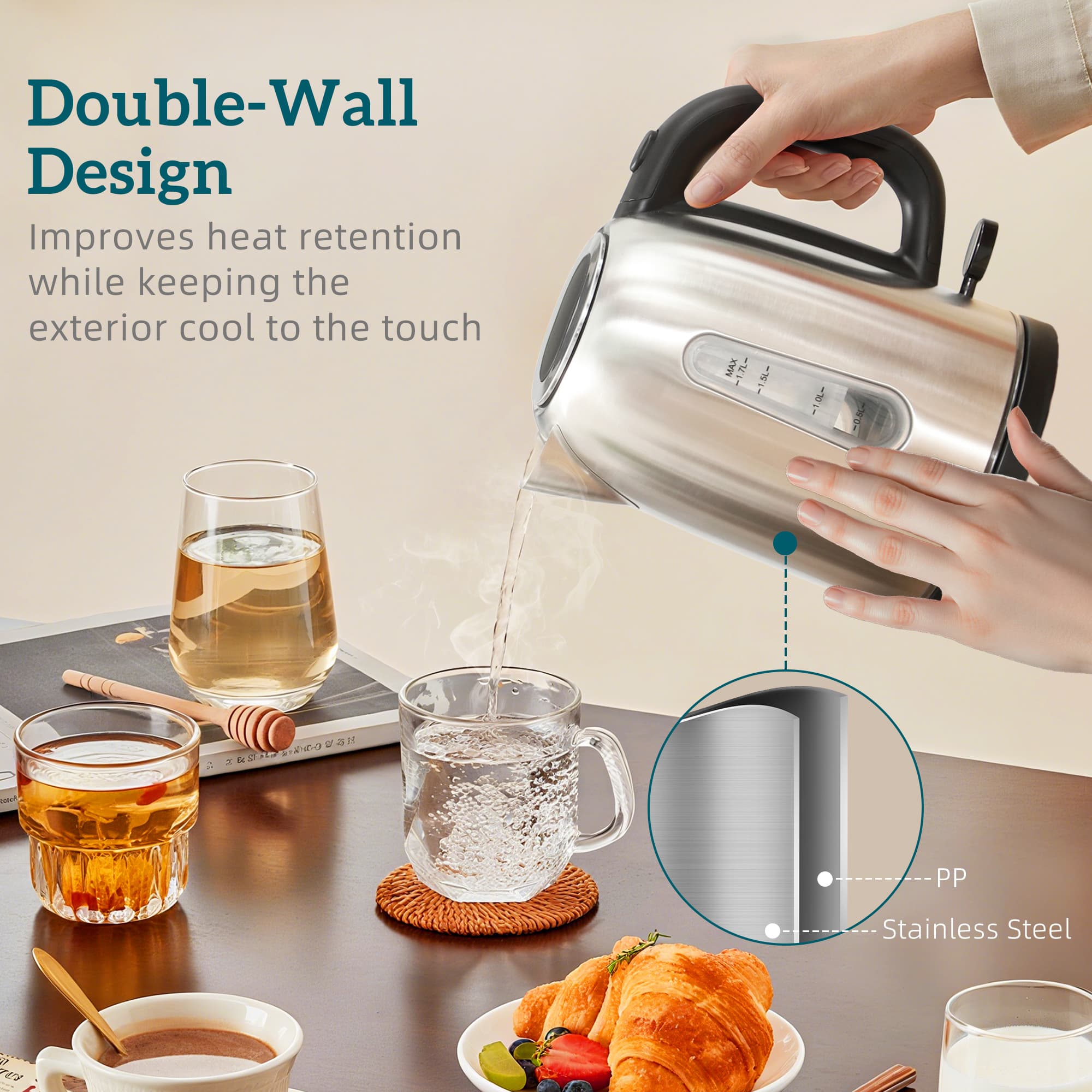 Matching Silver Toaster and Kettle Set with Ambient LED Glow - image 5