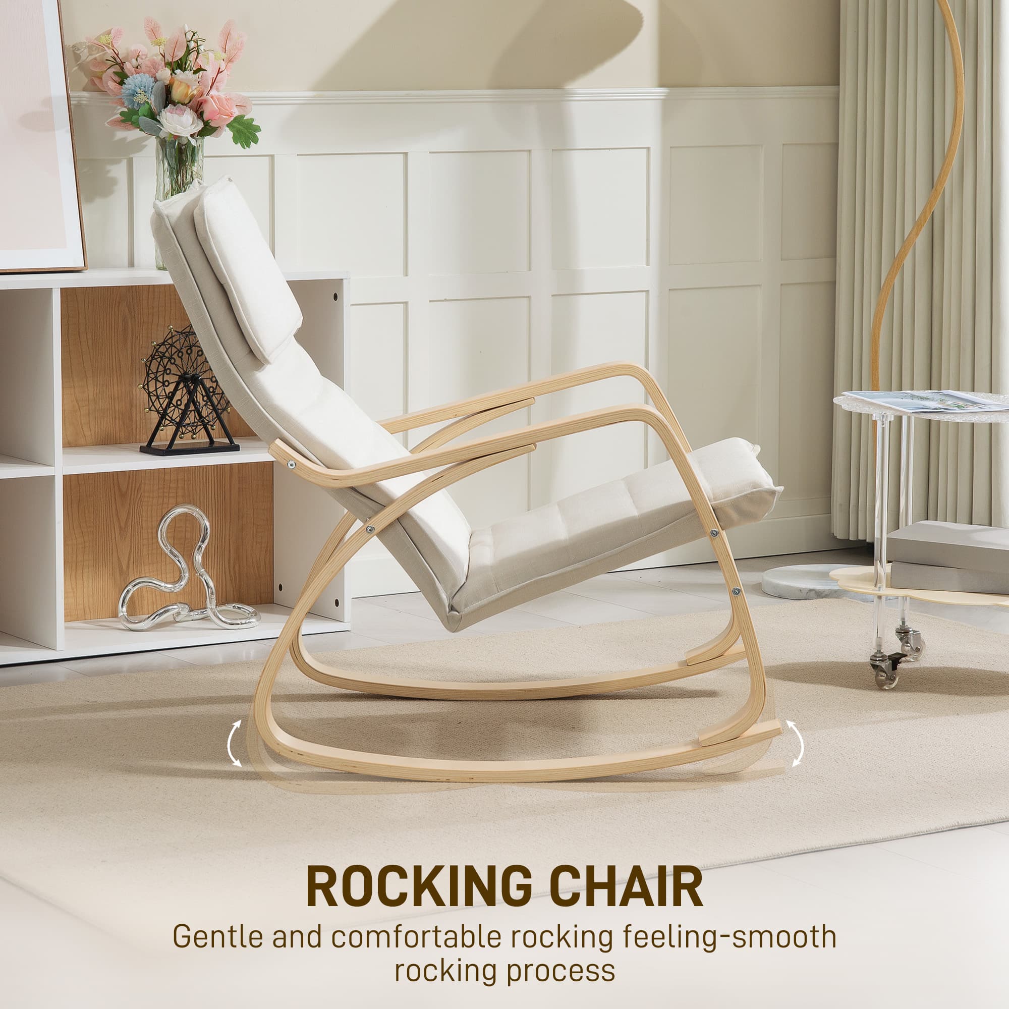 Cream Rocking Lounge Chair With Supportive High Back - image 2