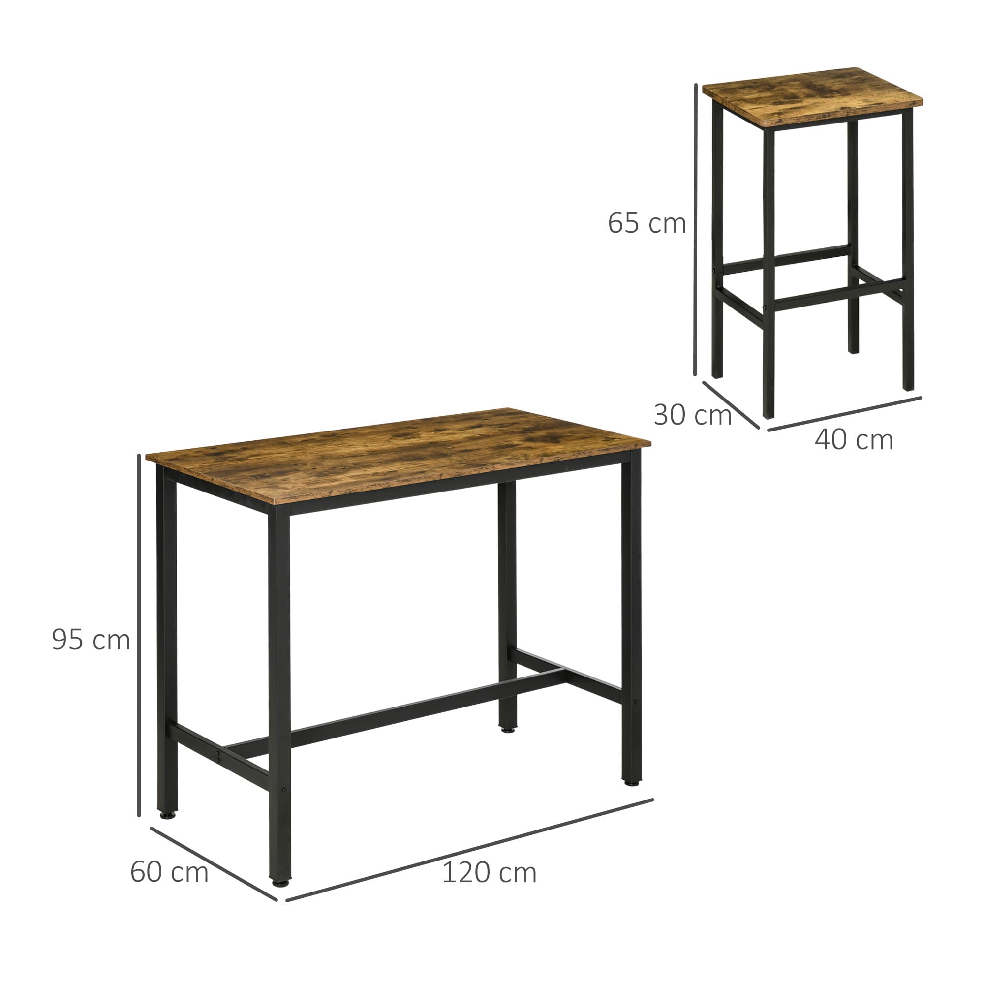 Rustic 3-Piece Breakfast Bar Set - image 2