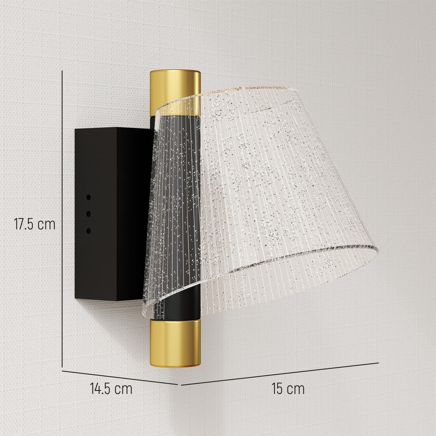 Black LED Wall Lamps with Sparkled Acrylic Shades - image 4