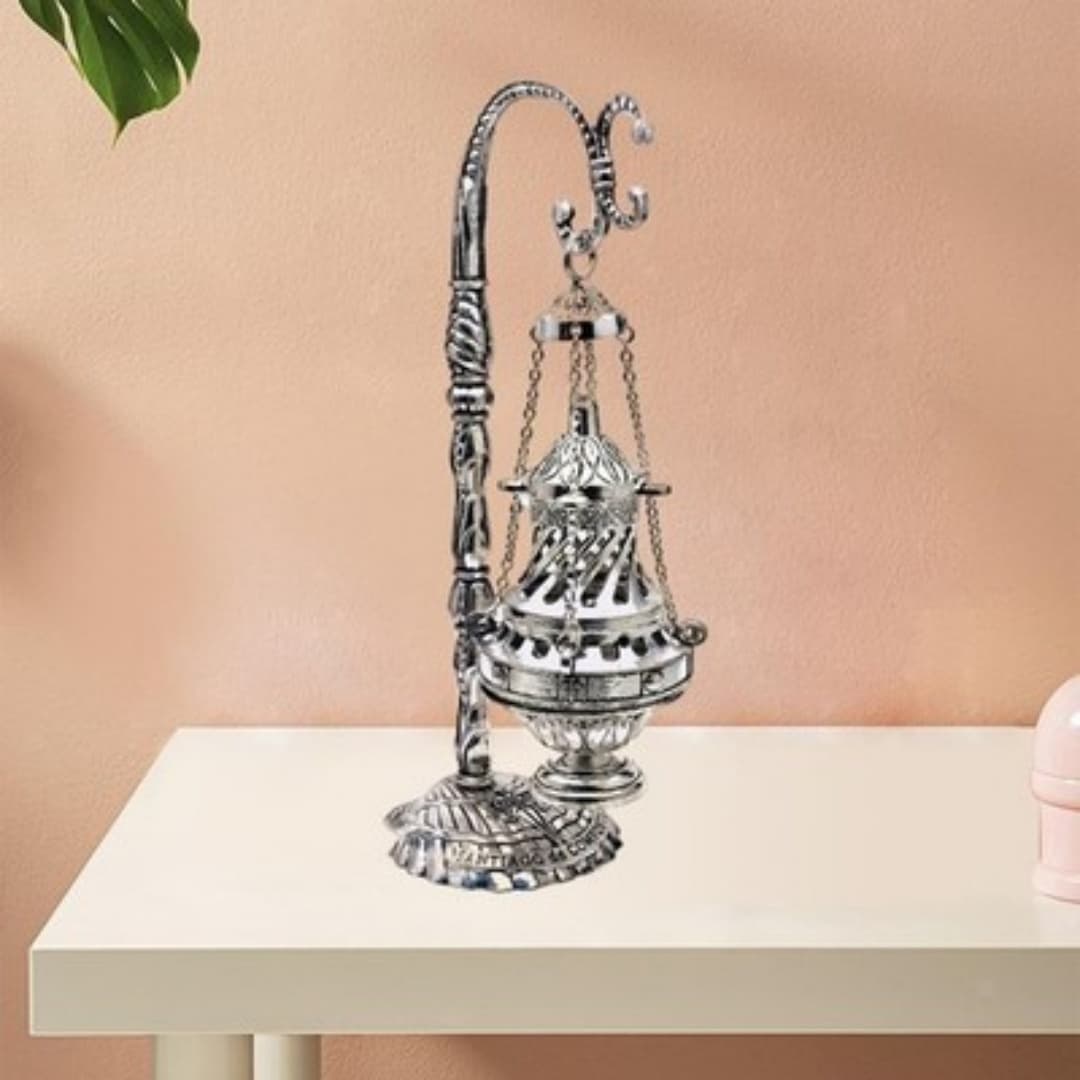 Ornate Silver Hanging Censer for Incense Rituals - image 1