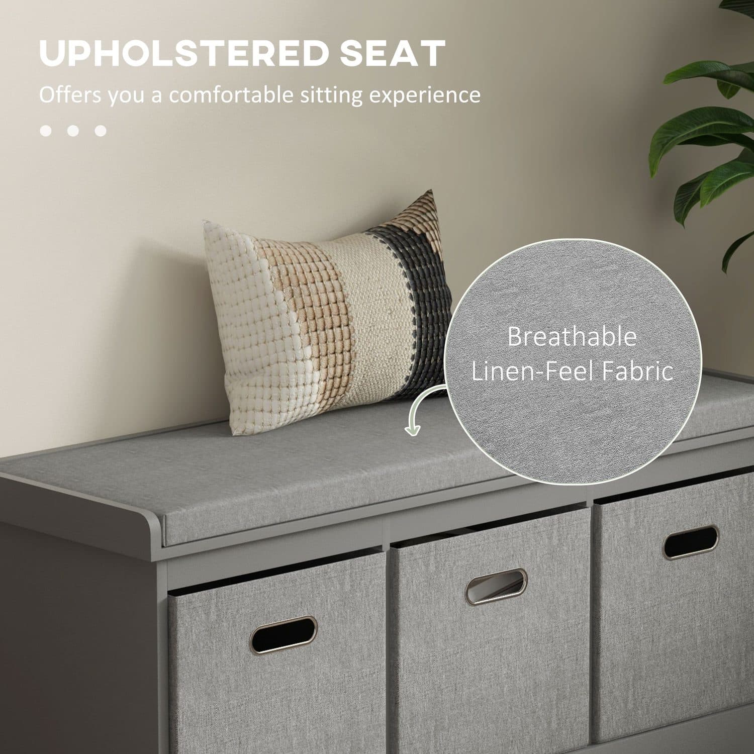 Grey Shoe Storage Bench - image 2