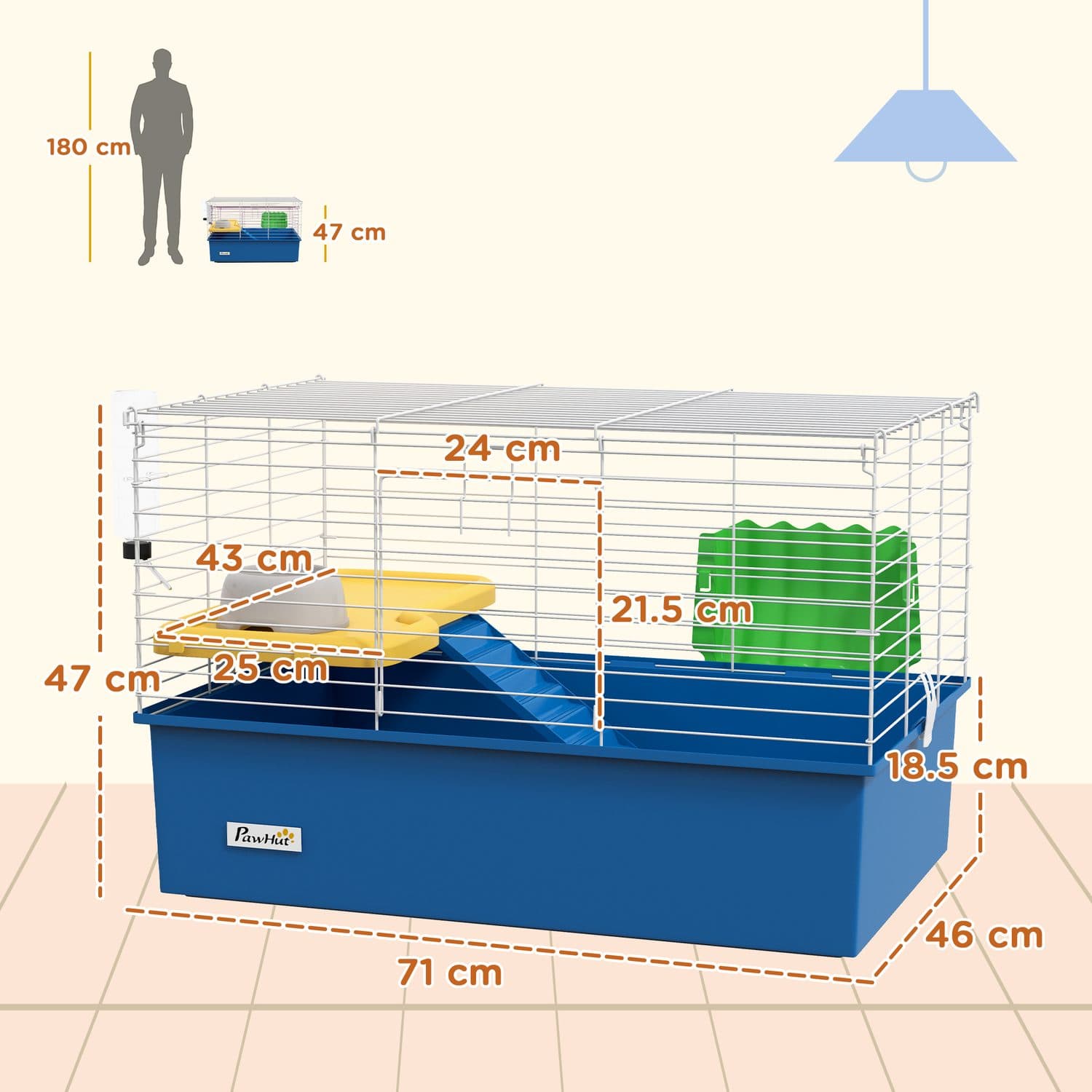 Compact Wire Cage for Small Animals with Platform & Hay Feeder - image 4