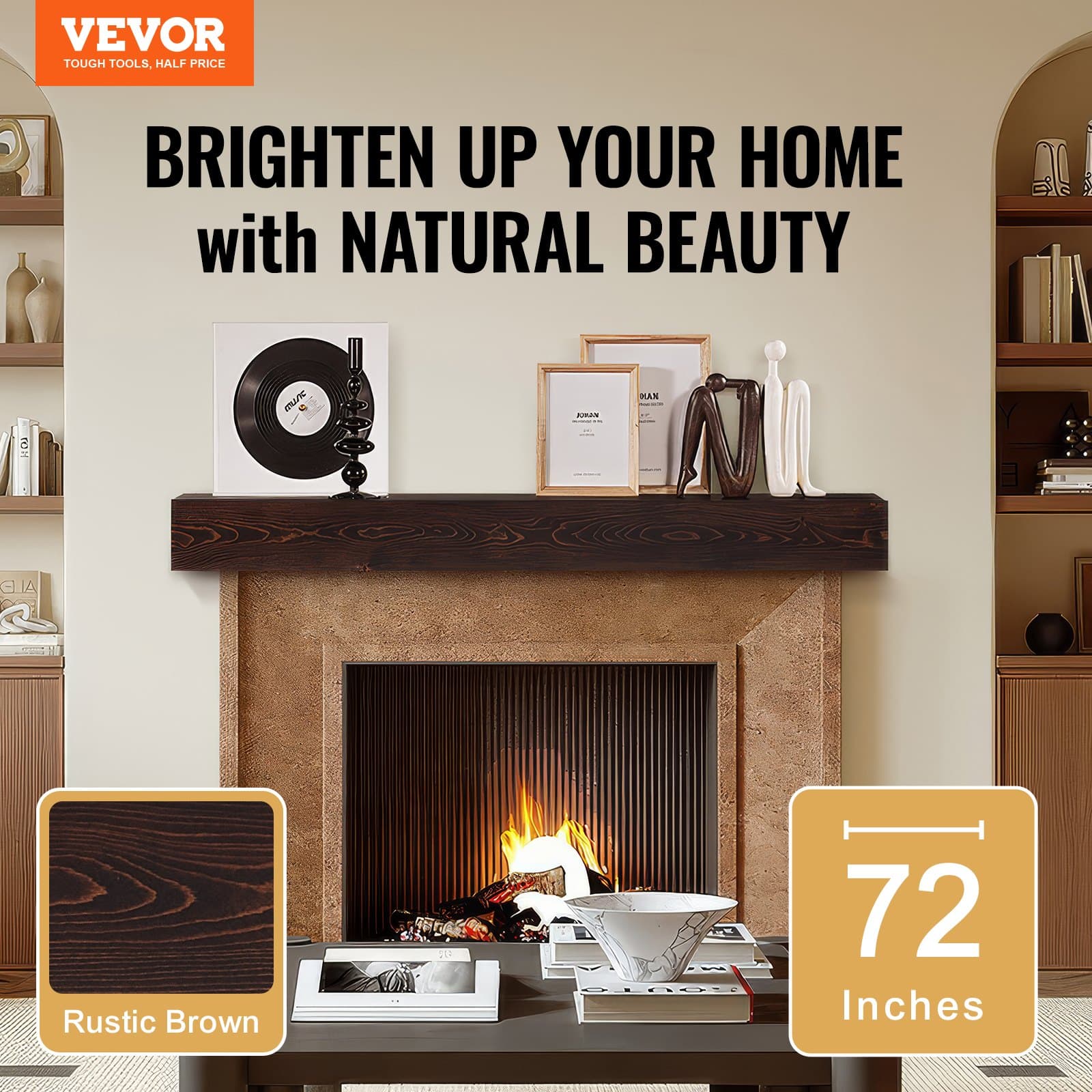 Rustic 72" Pine Mantel Shelf - image 4