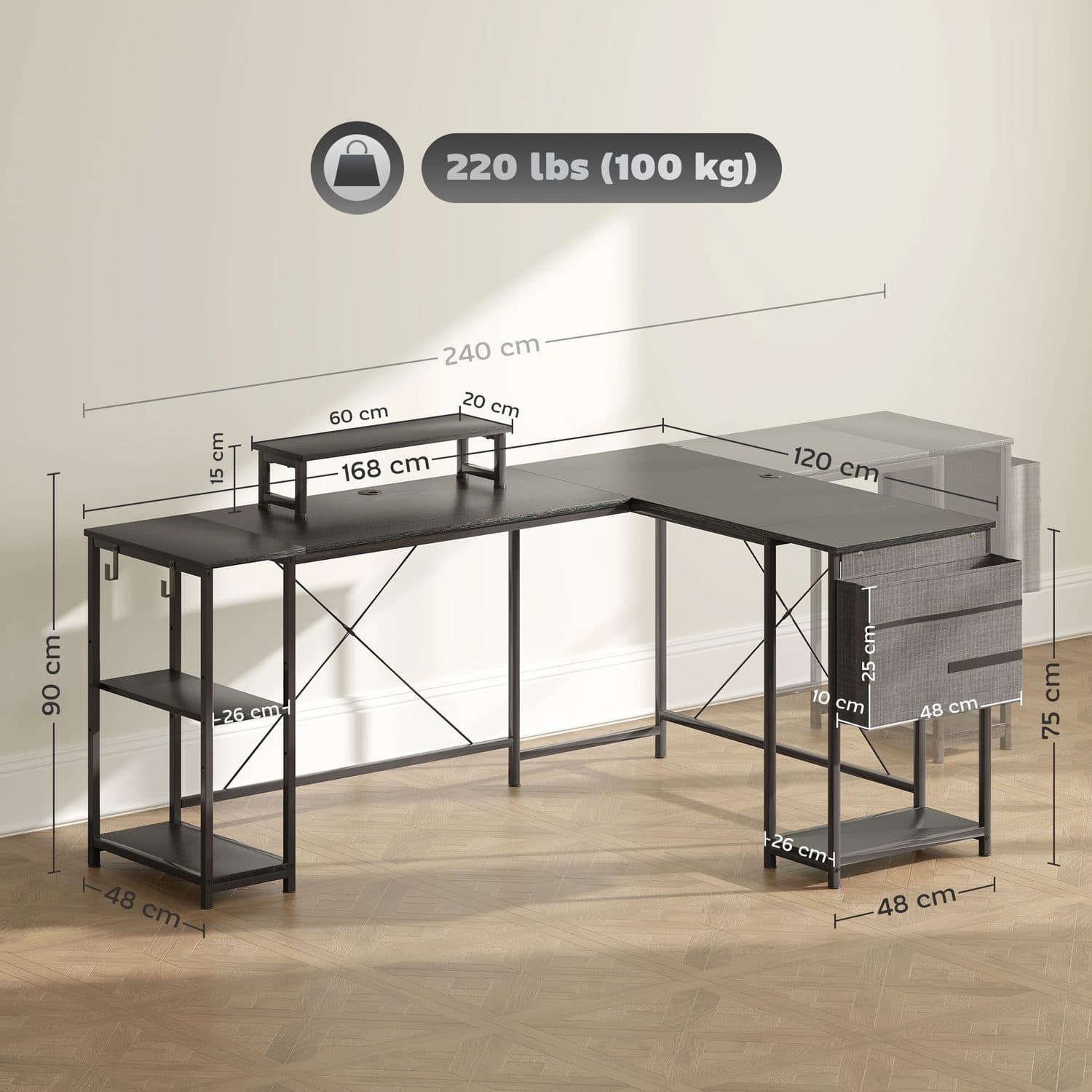 Reversible L-Shaped Desk - image 2
